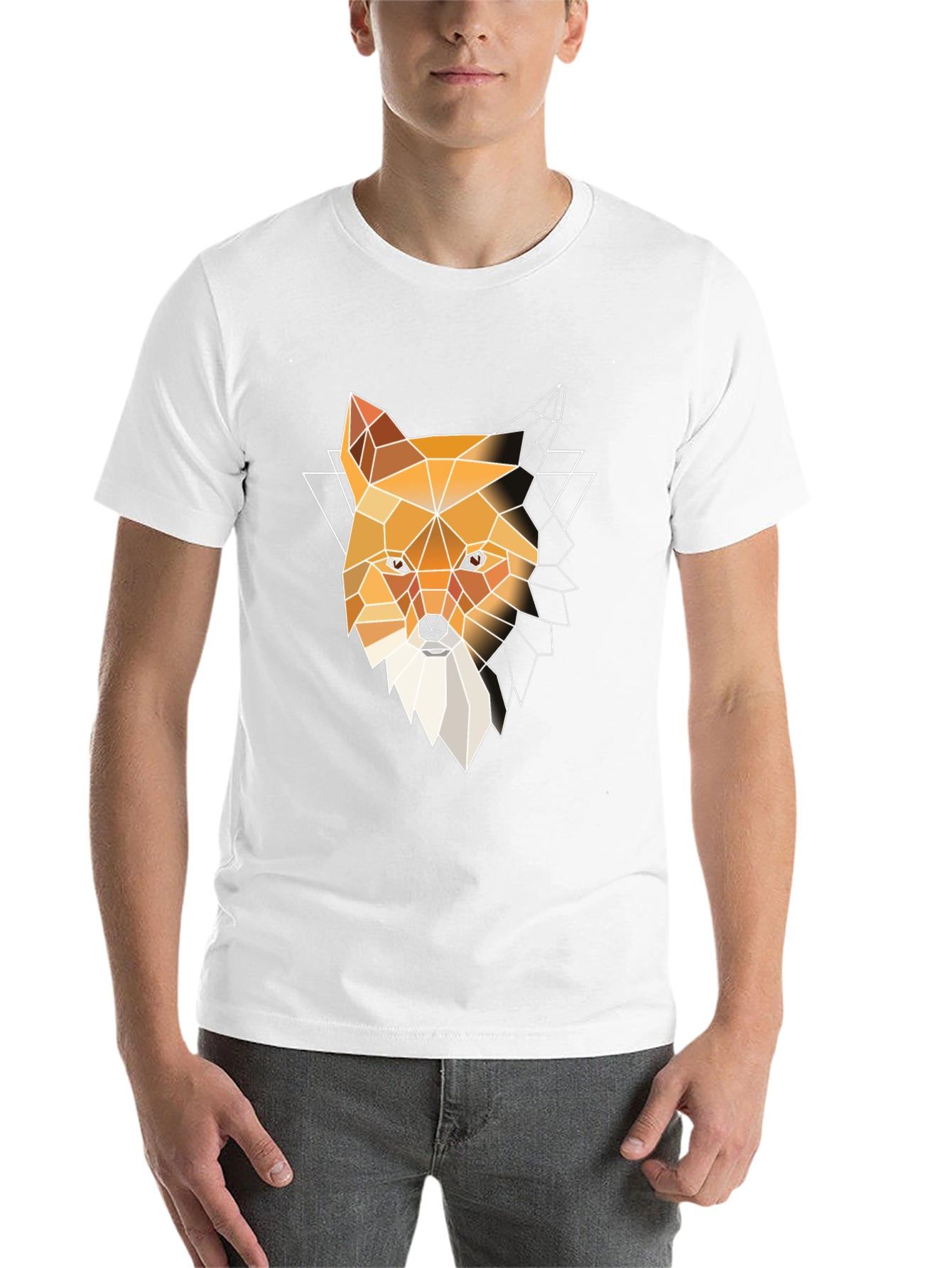 Black Geometric Fox Graphic T-Shirt - Modern Men's Tee view 14