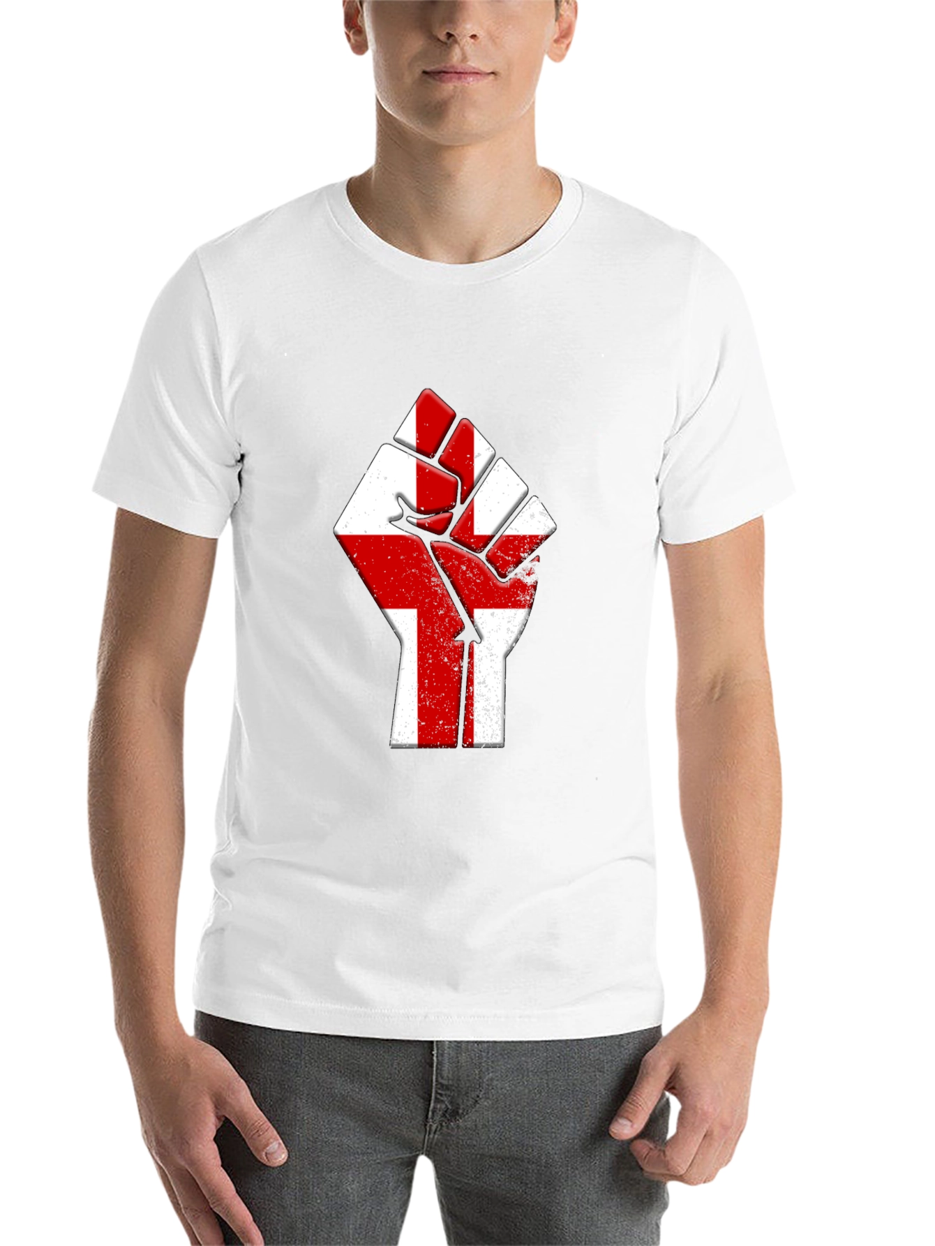 Black England Flag Fist T-Shirt - Show Your Pride! view 14