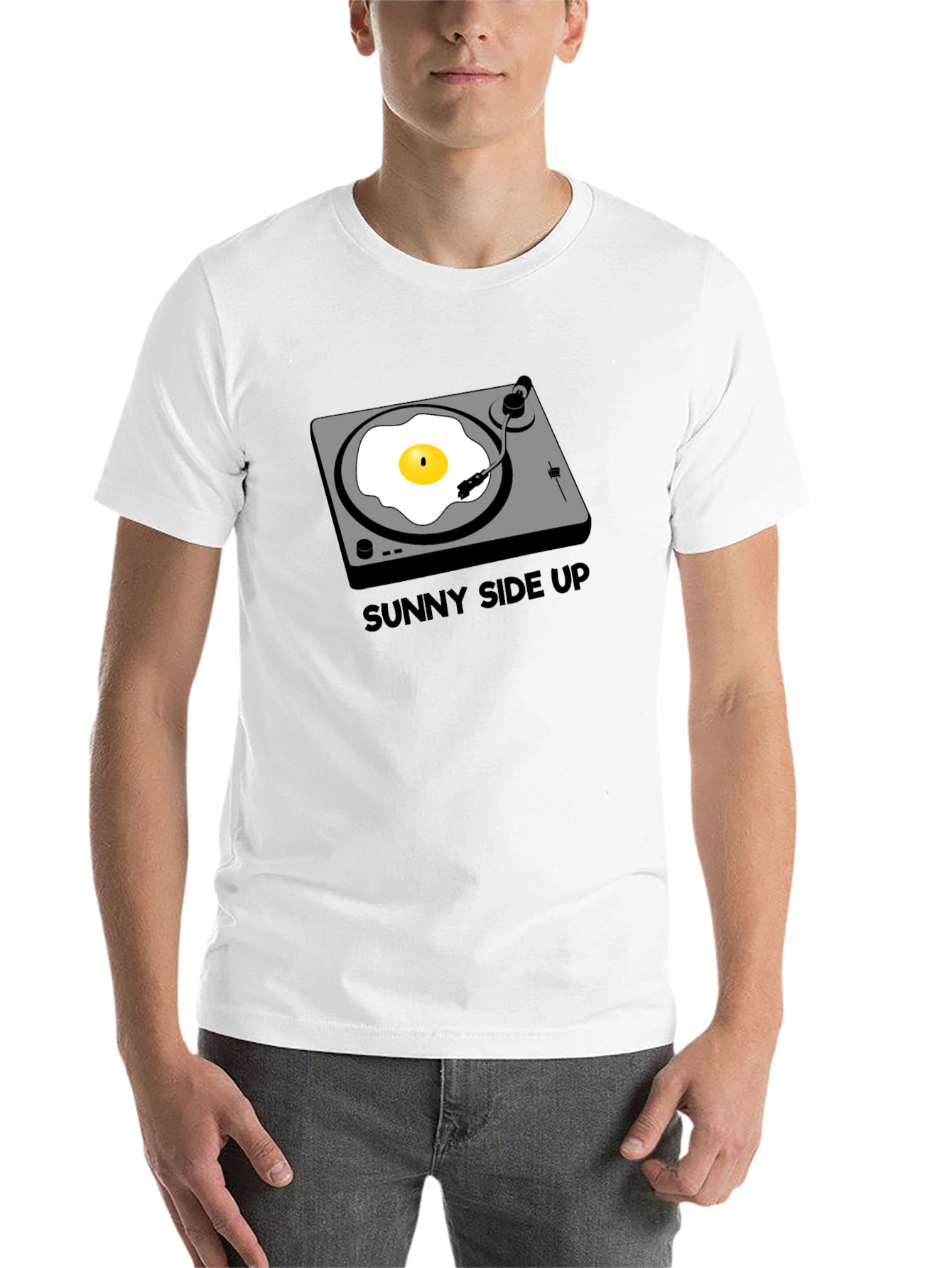 Black Sunny Side Up Turntable T-Shirt view 14