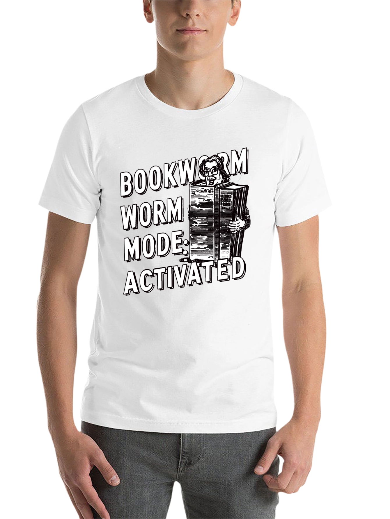 Black Bookworm Mode Activated Graphic T-Shirt view 14