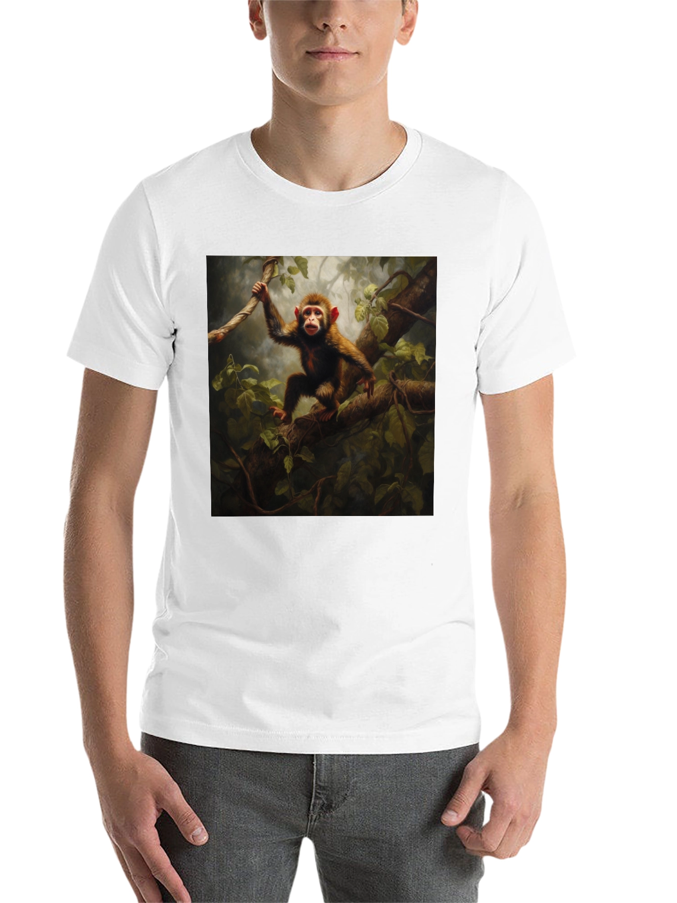 Black Monkey in Jungle T-Shirt - Black view 14