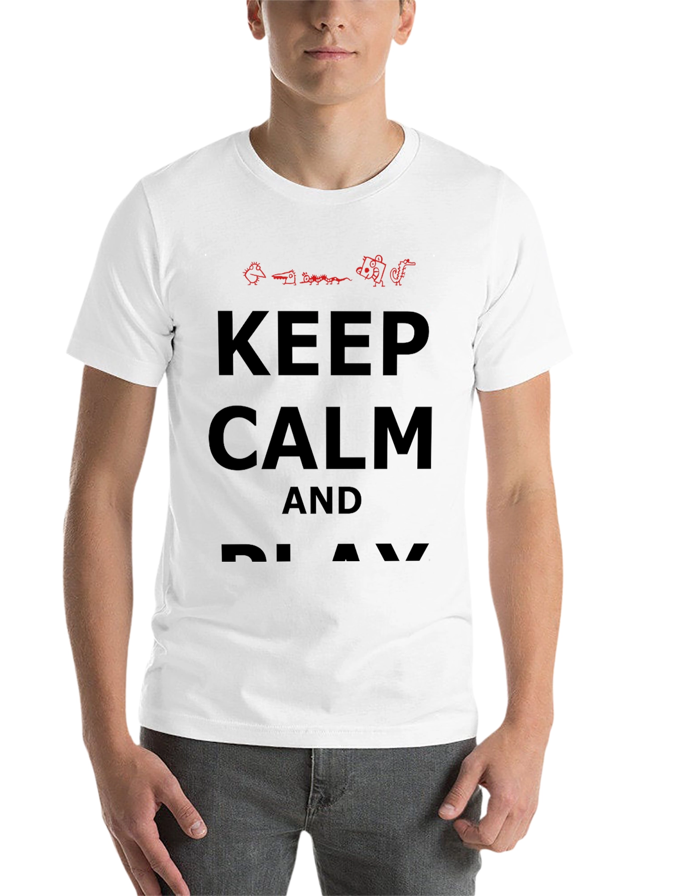 Black Keep Calm and Play T-Shirt - Novelty Graphic Tee view 14