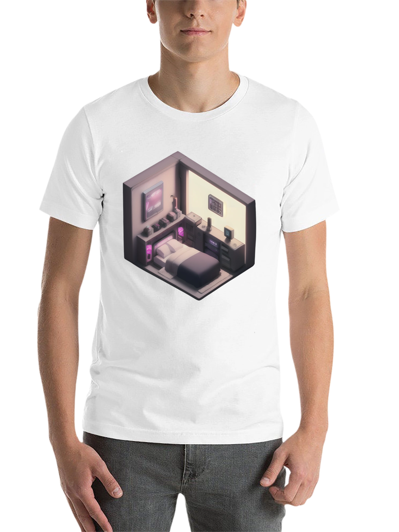 Black Isometric Room Graphic T-Shirt view 14