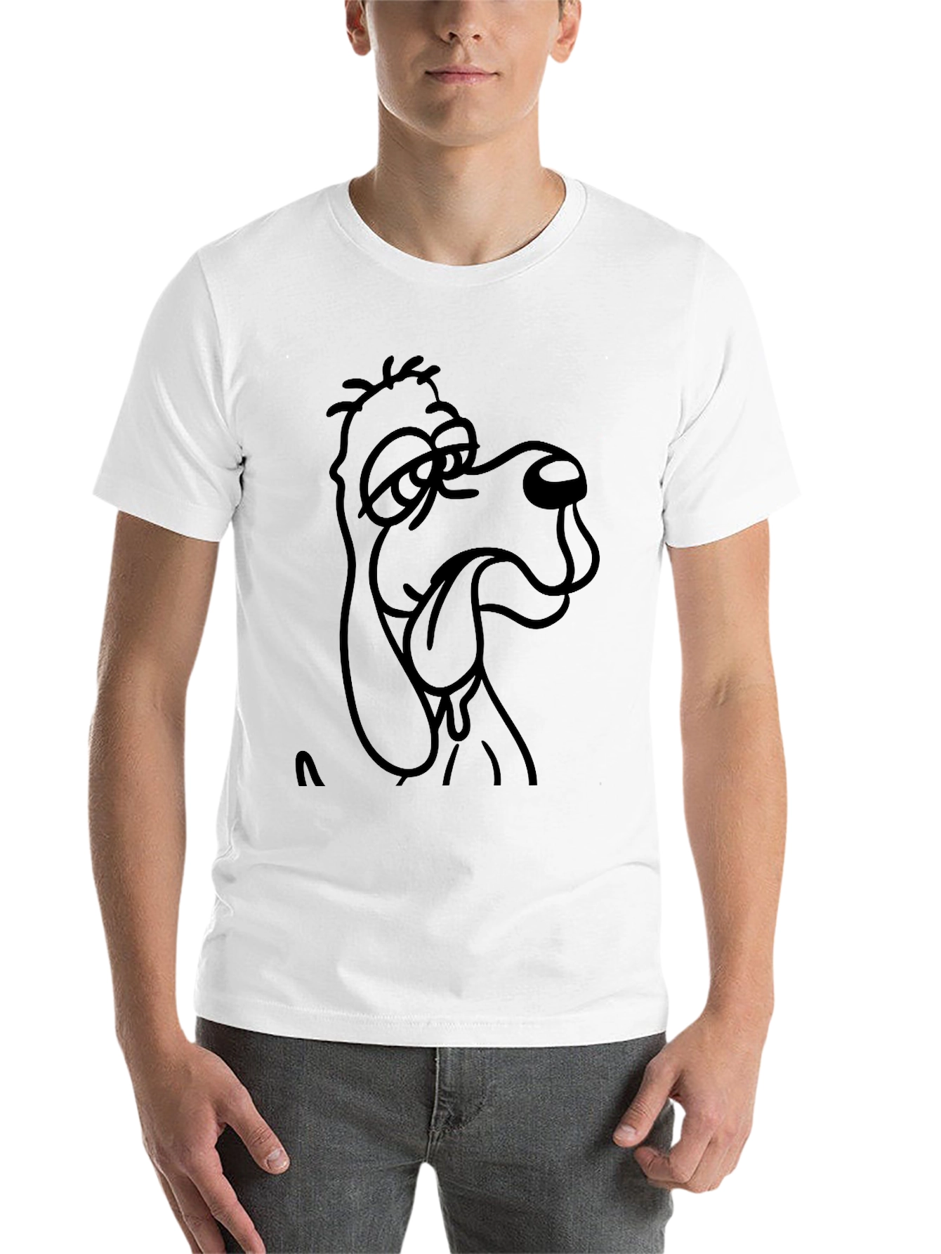 Black Funny Cartoon Dog Graphic Black T-Shirt view 14