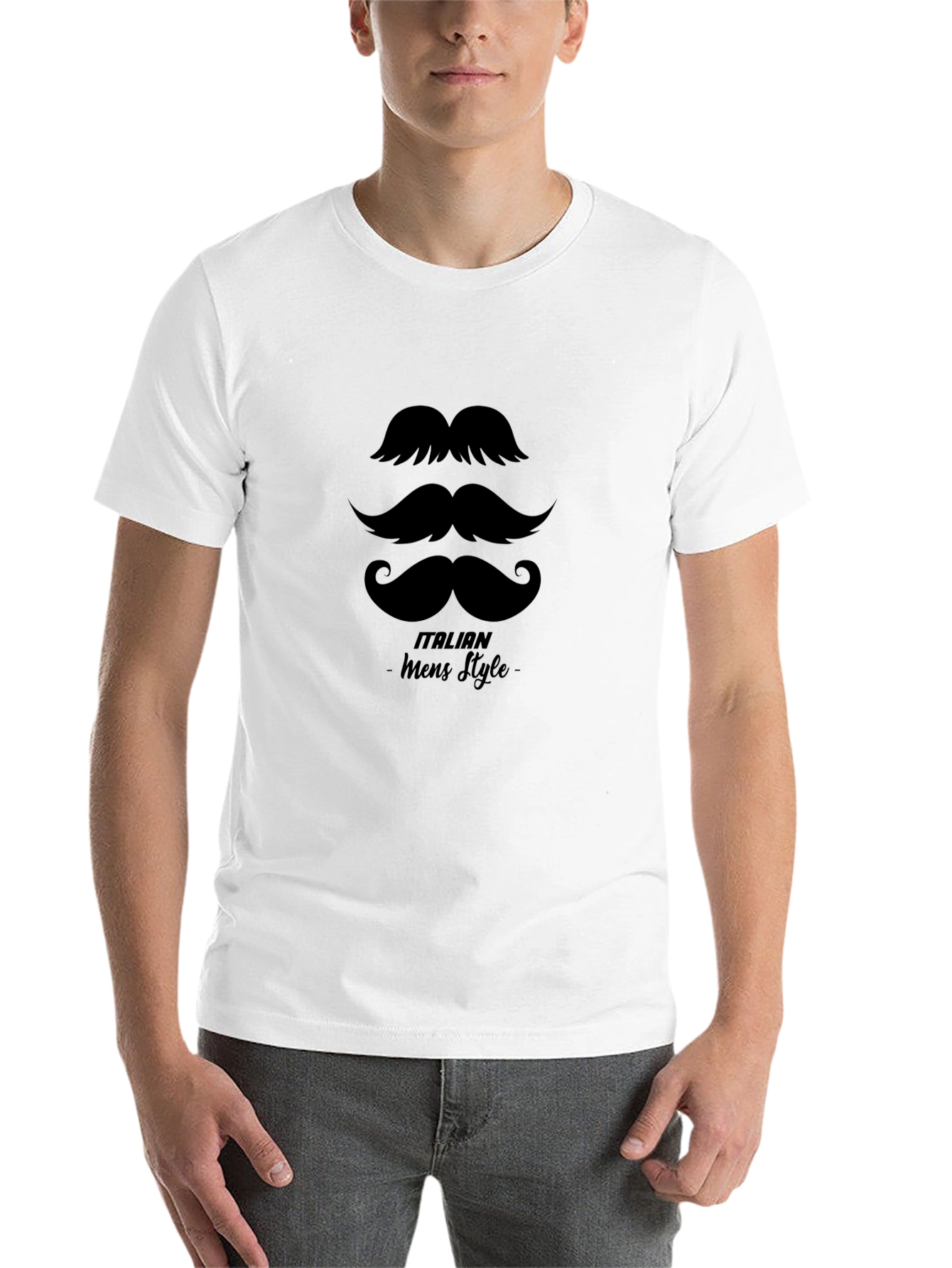 Black Italian Mens Style Mustache T-Shirt view 14