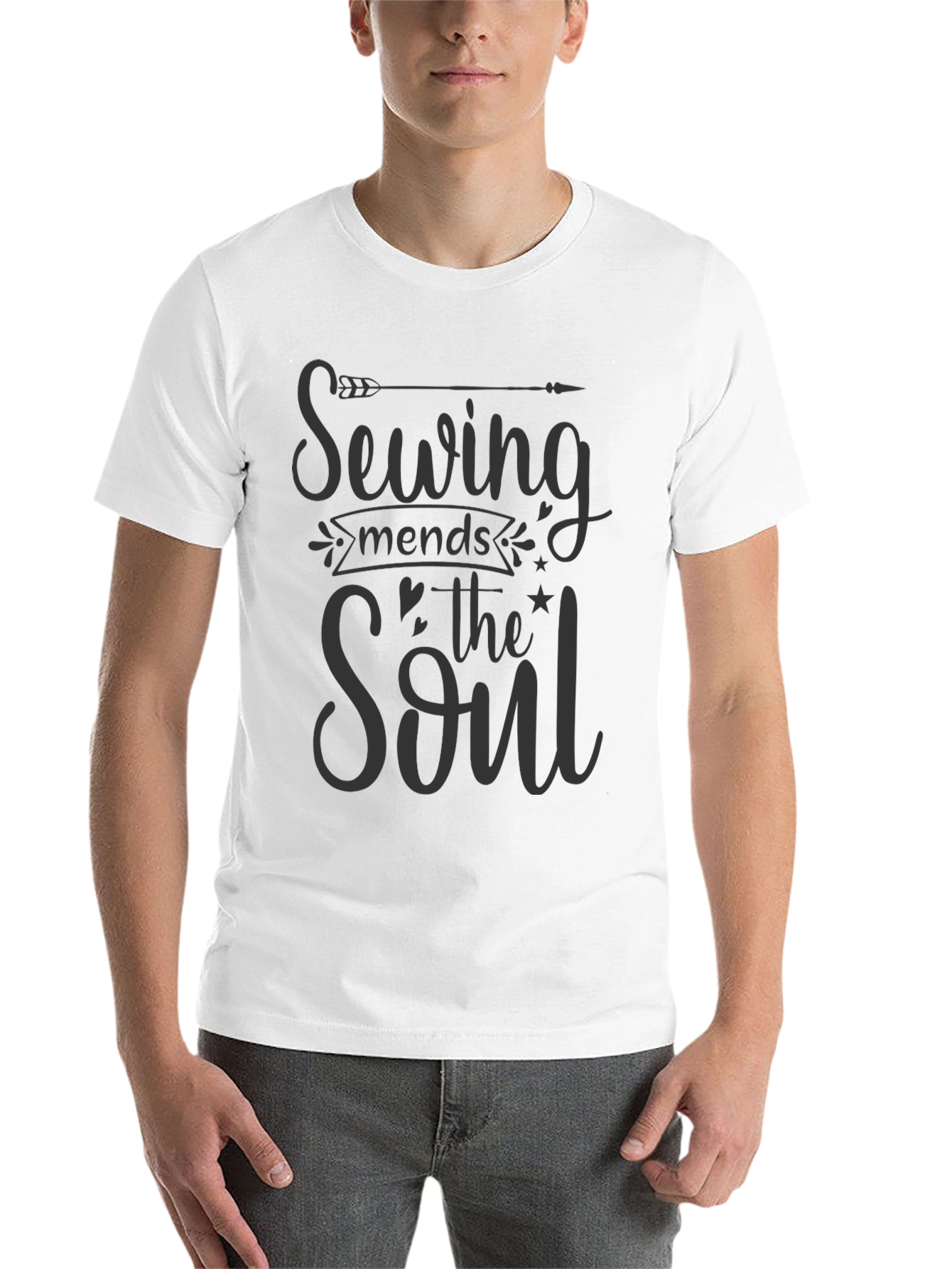 Black Sewing Mends The Soul Graphic T-Shirt view 14