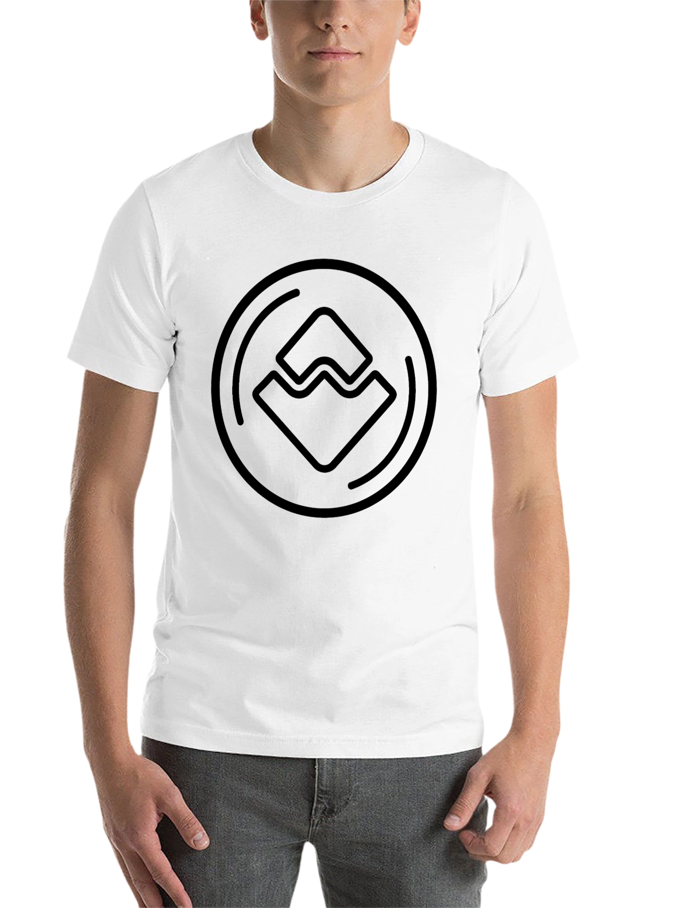 Black Minimalist Geometric Logo Black T-Shirt view 14