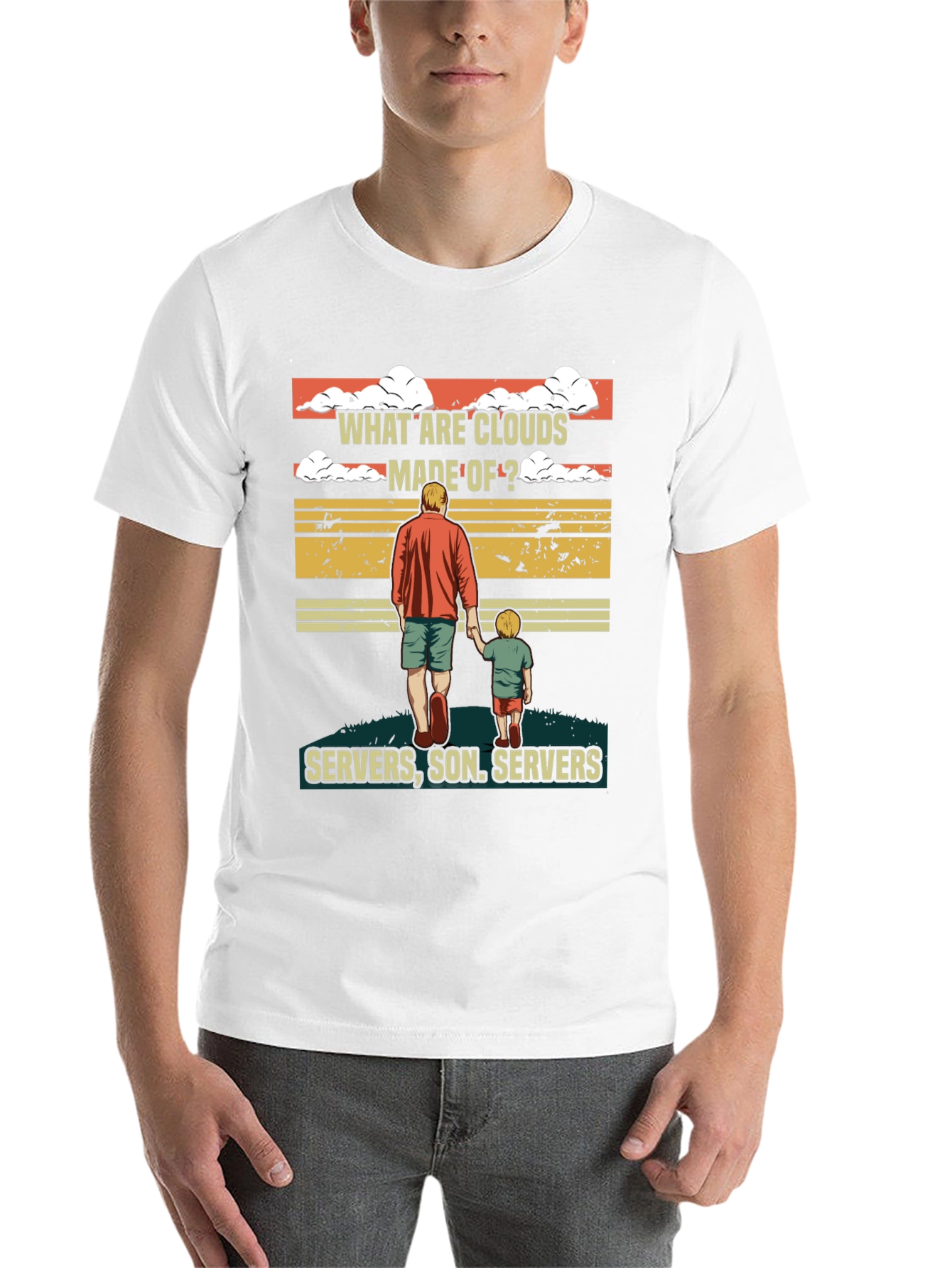 Black What Are Clouds Made Of T-Shirt - Servers, Son view 14