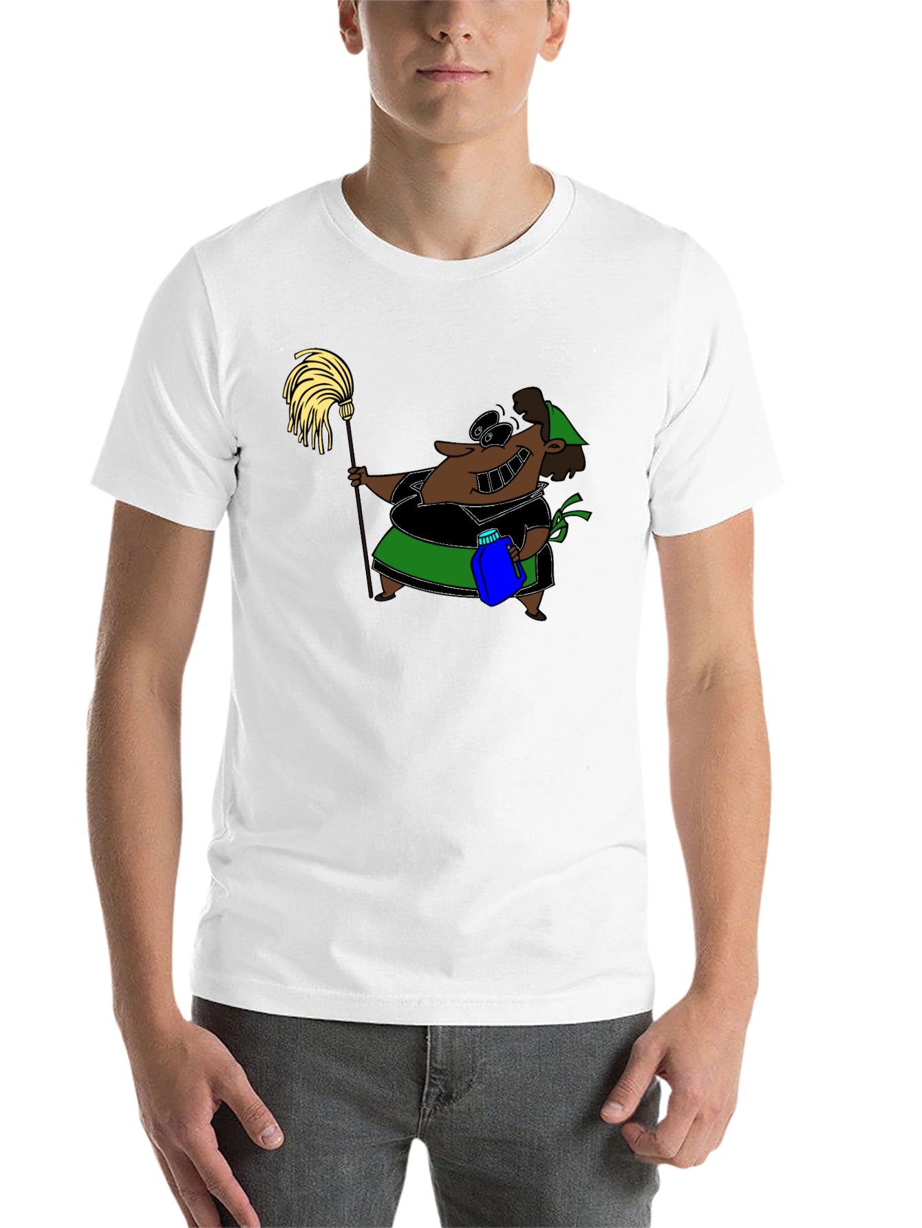 Black Cartoon Maid T-Shirt - Funny Cleaning Humor view 14