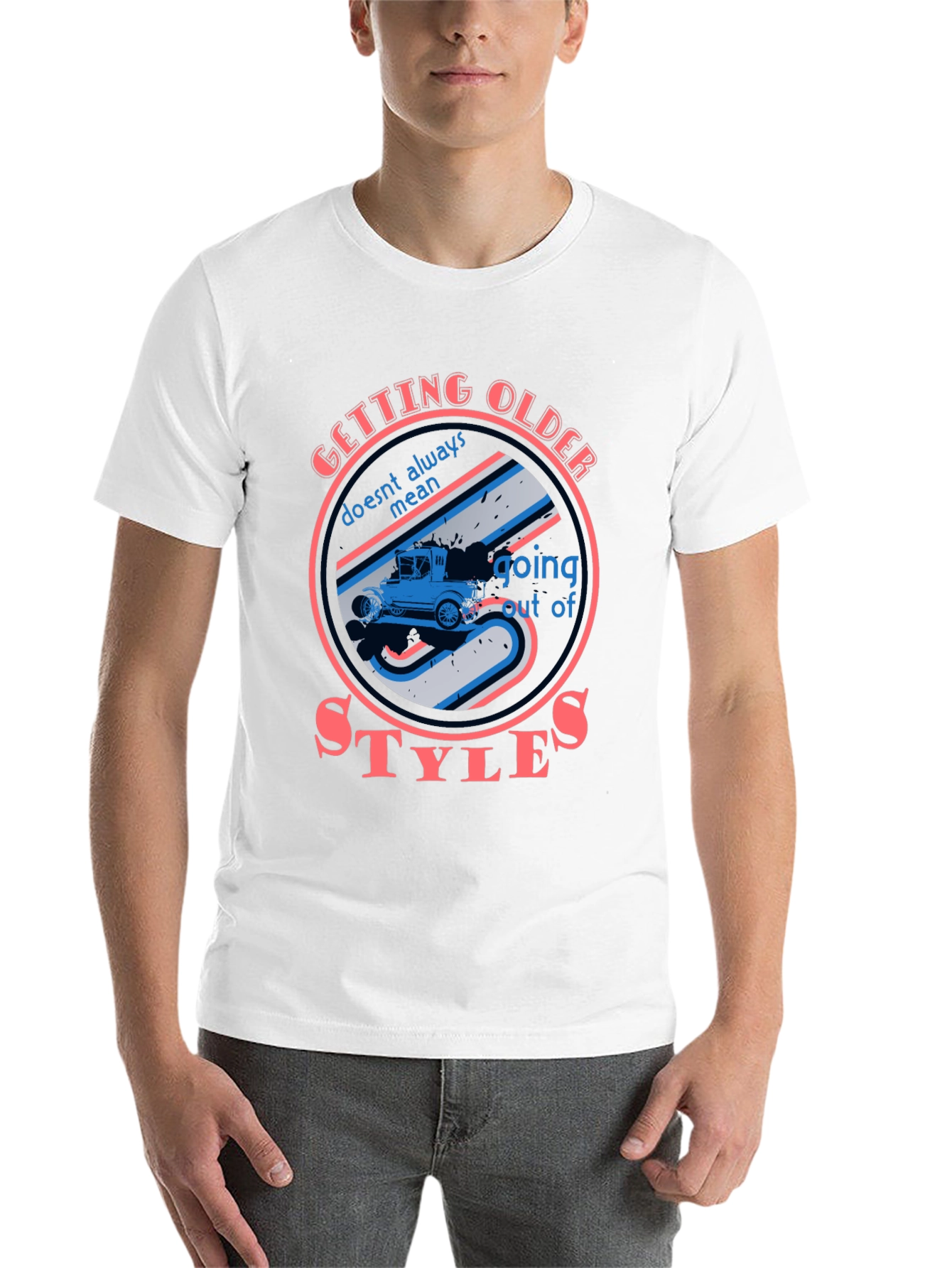 Black Retro Car Graphic T-Shirt - Getting Older Doesn't Mean Out of Style view 14