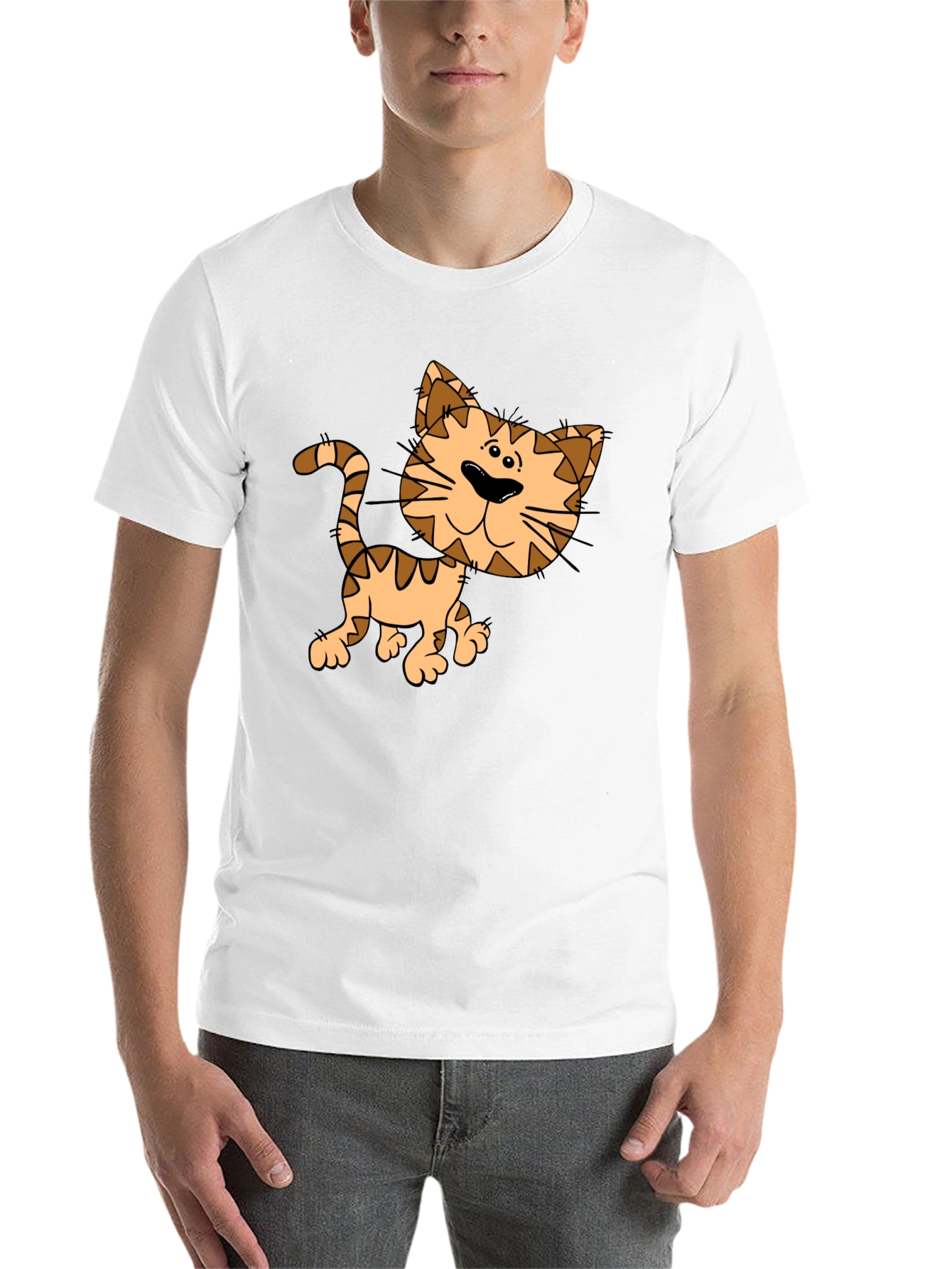 Black Cartoon Cat Graphic Black T-Shirt view 14