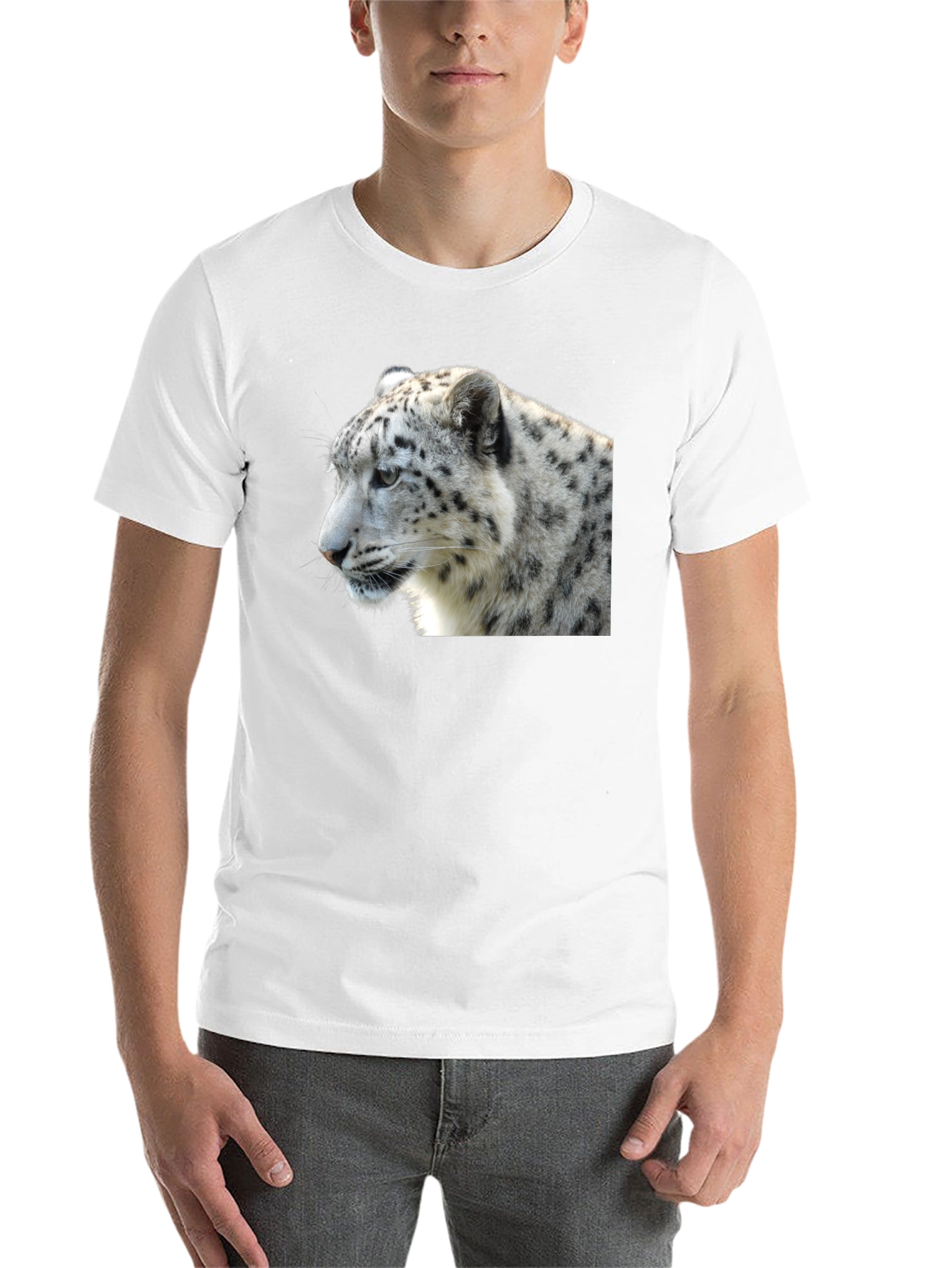 Black Snow Leopard T-Shirt - Black, Wildlife Tee view 14