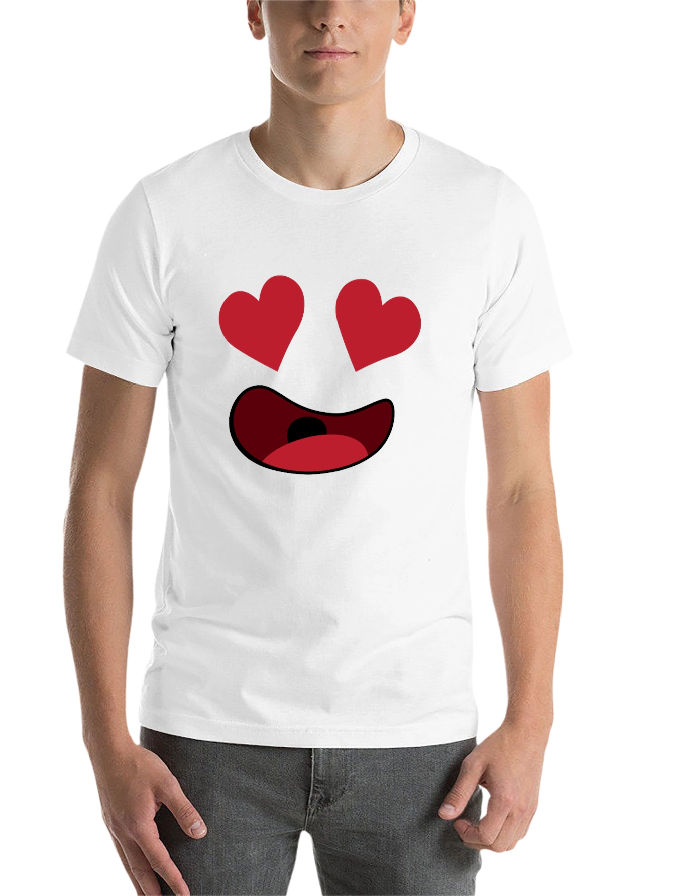 Black Heart Eyes Emoji Black T-Shirt - Express Your Love! view 14
