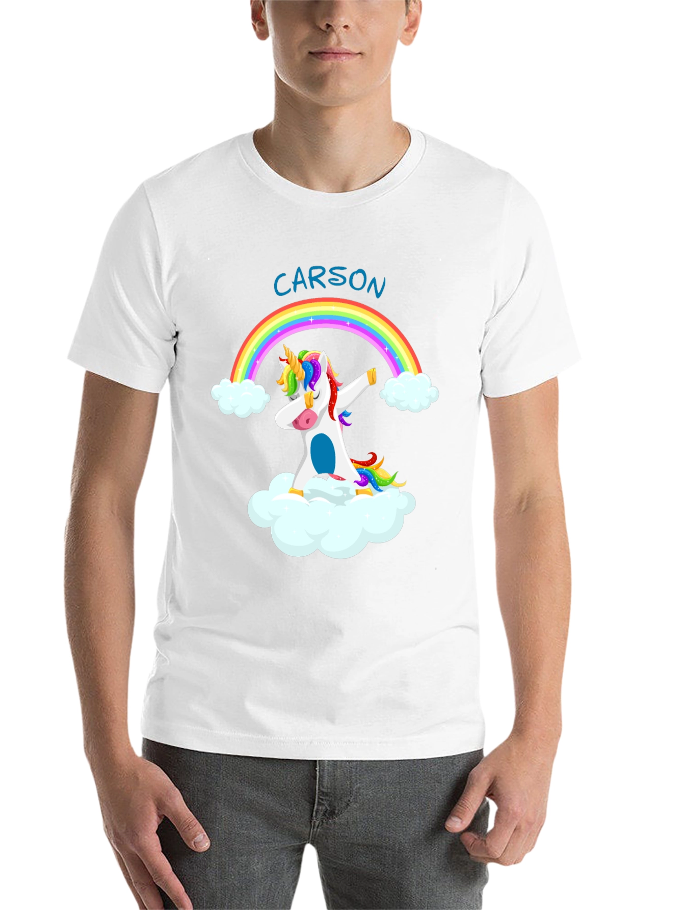 Black Unicorn Dabbing on Cloud - Personalized T-Shirt view 14