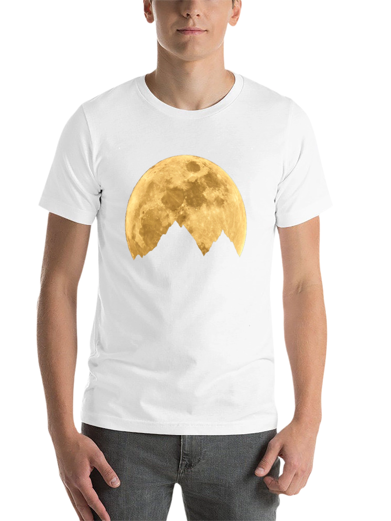 Black Moon Over Mountains Graphic Tee - Black Cotton Blend view 14