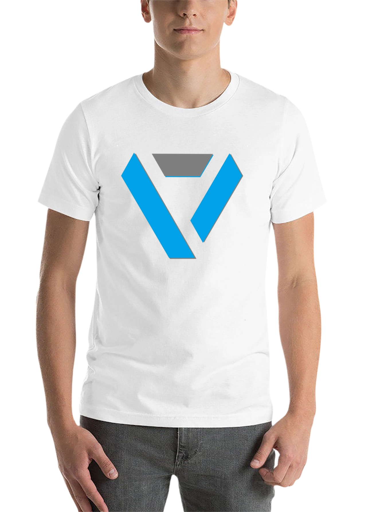 Black Geometric V Logo Black T-Shirt view 14