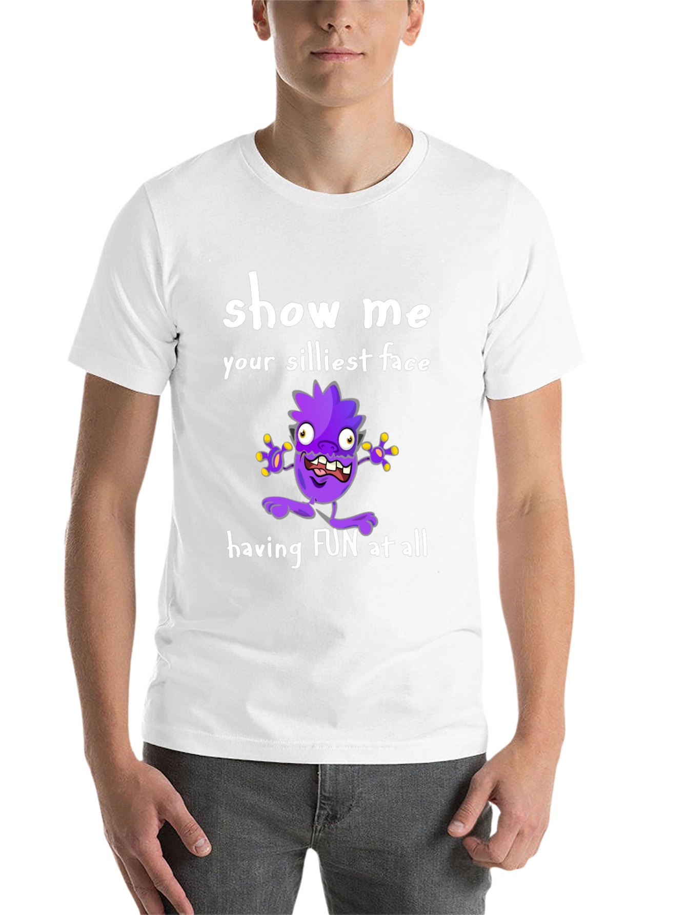 Black Show Me Your Silliest Face T-Shirt Funny Cartoon Monster view 14