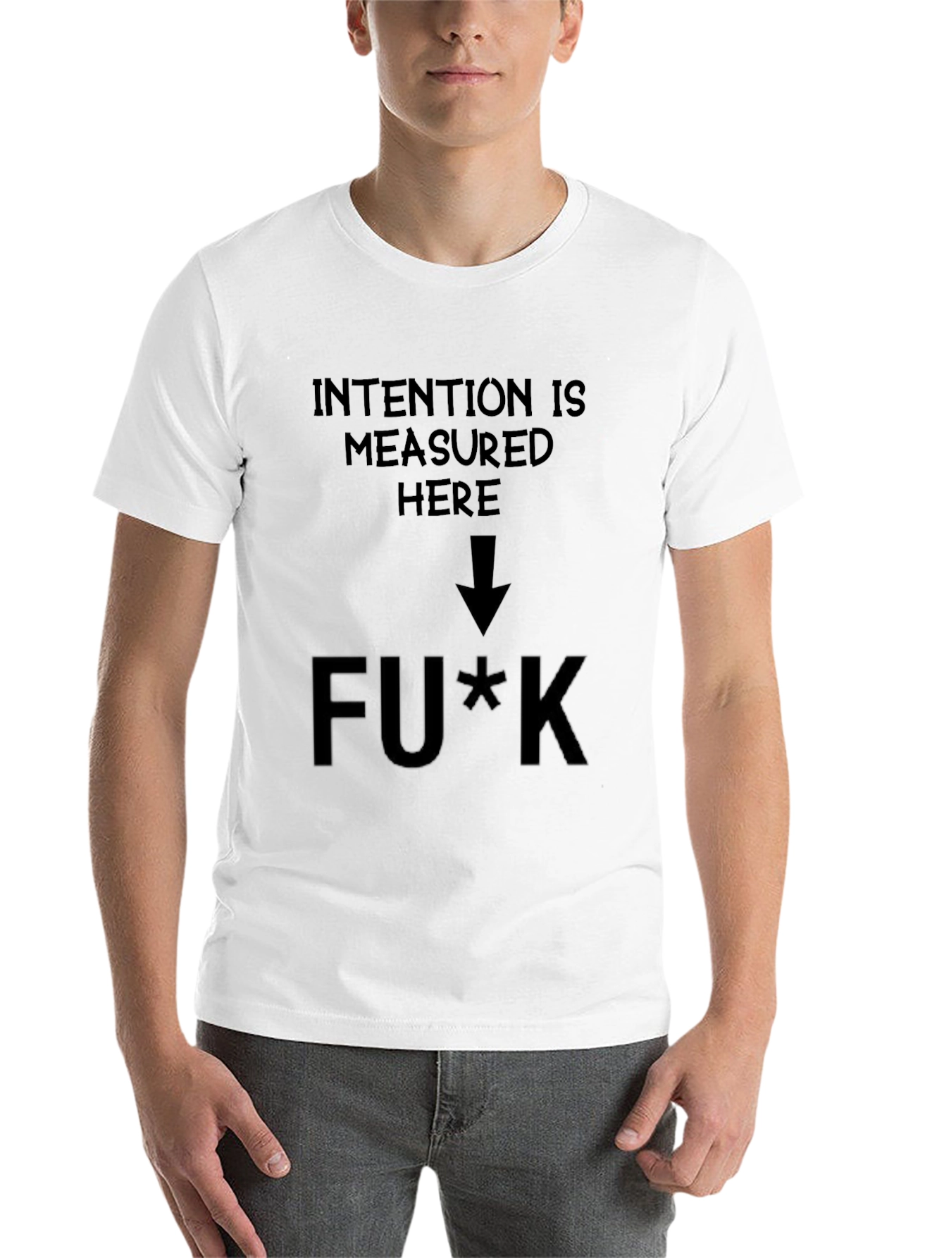 Black Intention Measured Here Graphic T-Shirt view 14