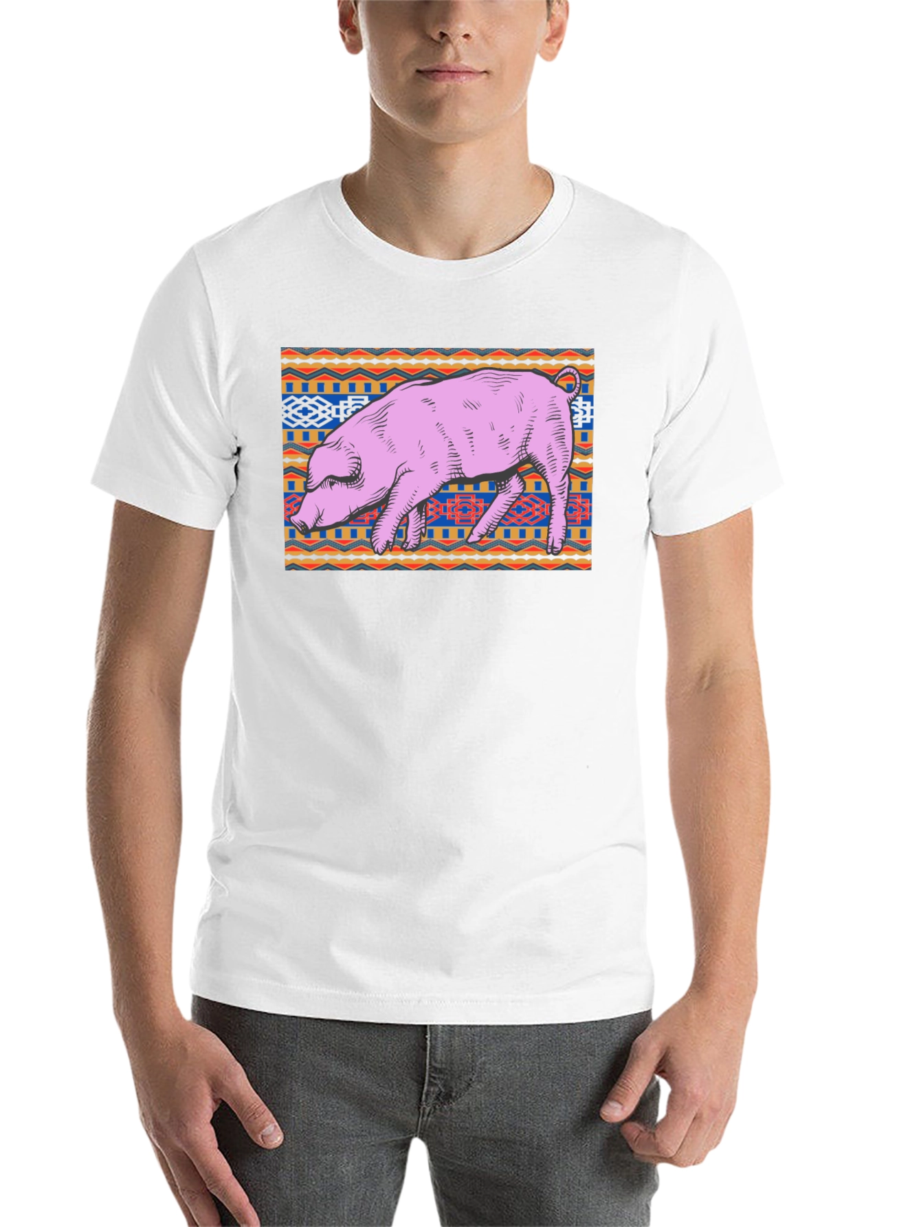 Black Pig Graphic Tee - Unique Tribal Pattern, Casual Cotton Shirt view 14
