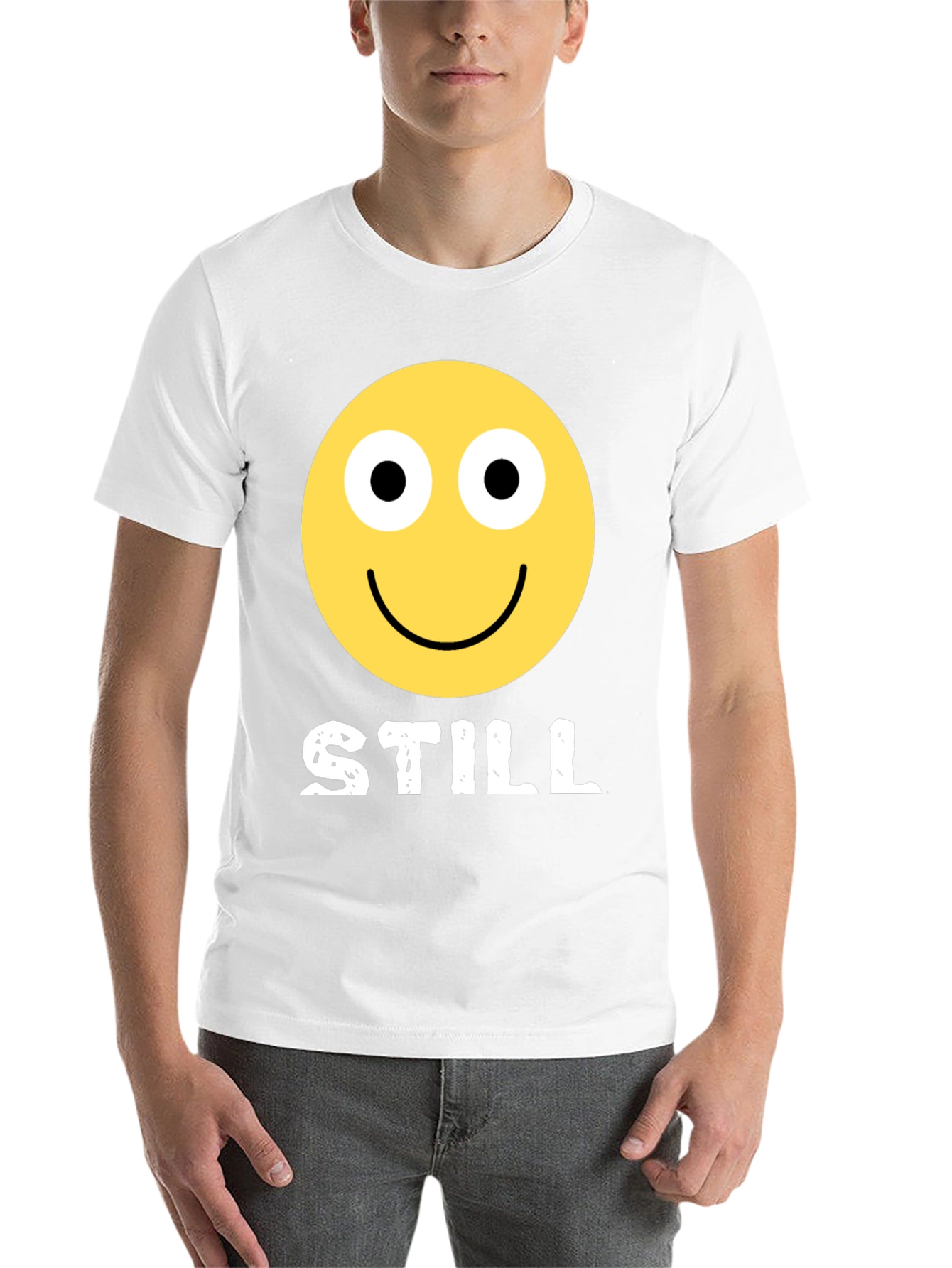 Black STILL Smiley Face Graphic Tee - Adult Humor Black T-Shirt view 14