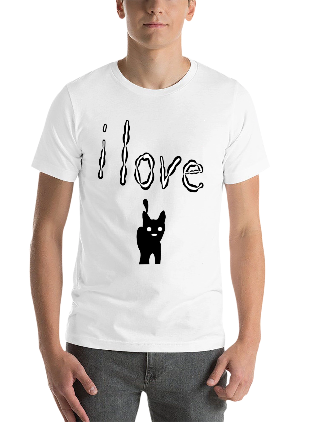 Black I Love Cats Graphic T-Shirt - Soft Cotton Tee view 14