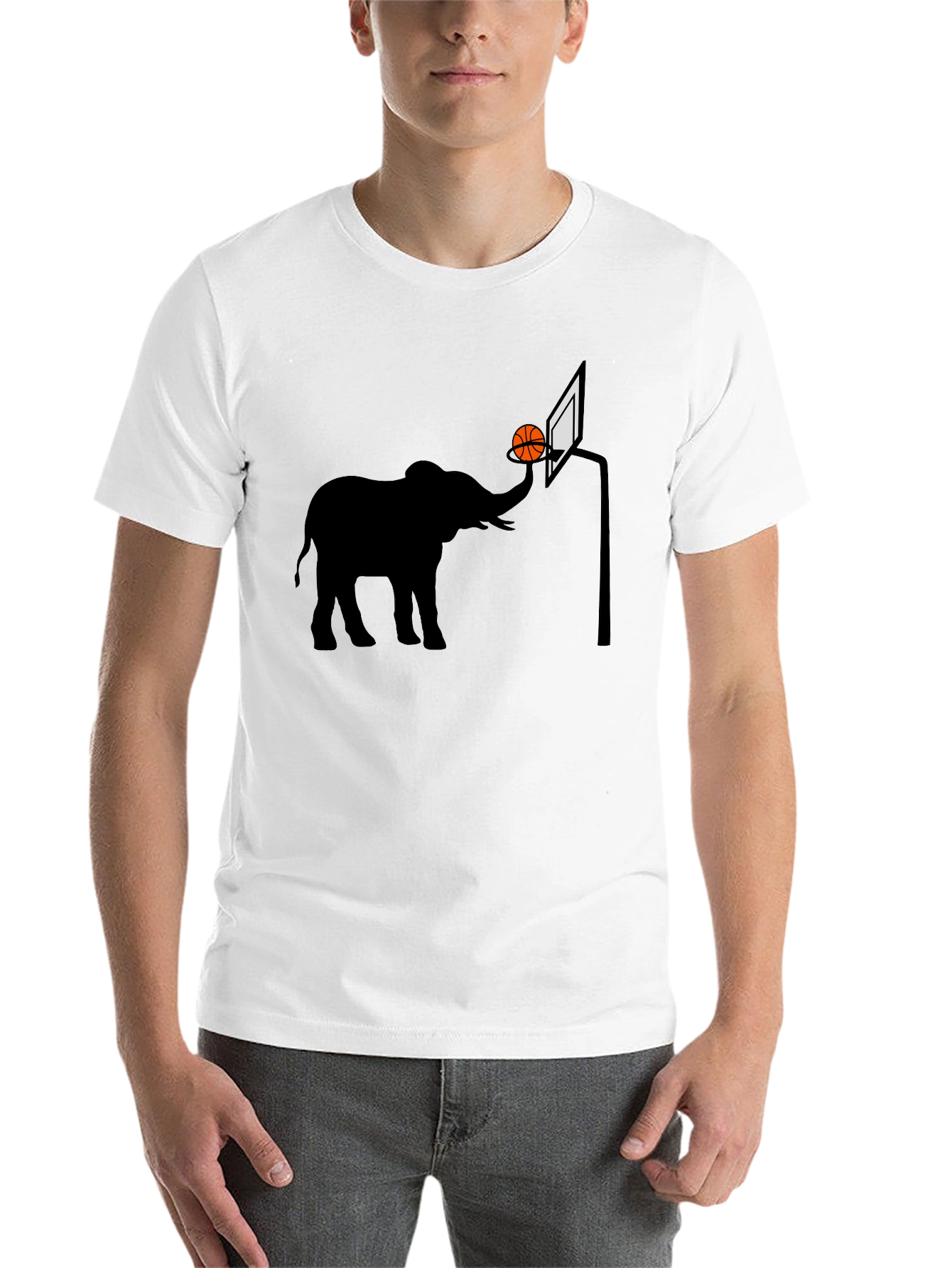 Black Elephant Basketball Graphic Tee - Novelty T-Shirt view 14