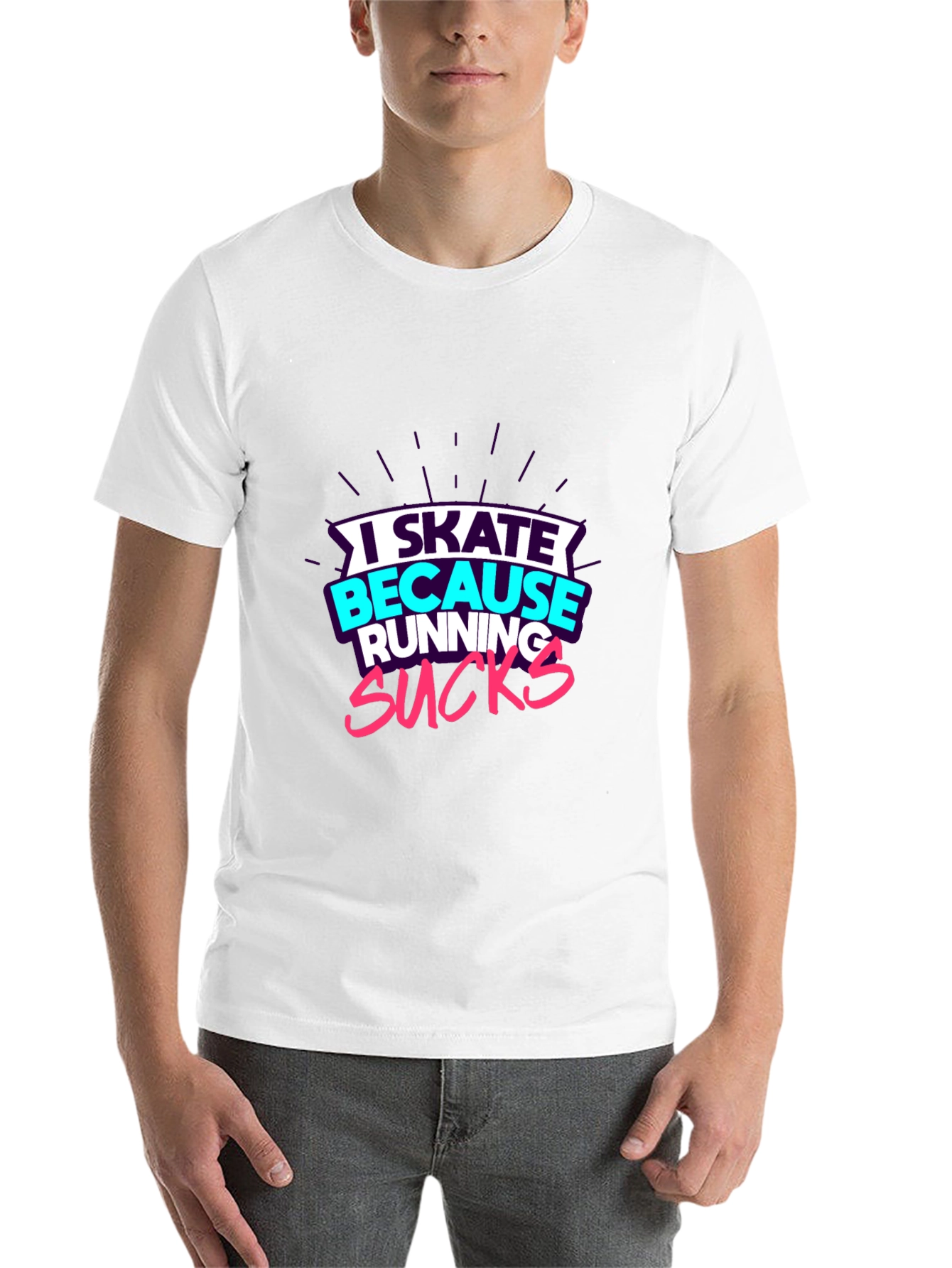 Black I Skate Because Running Sucks Graphic Tee view 14