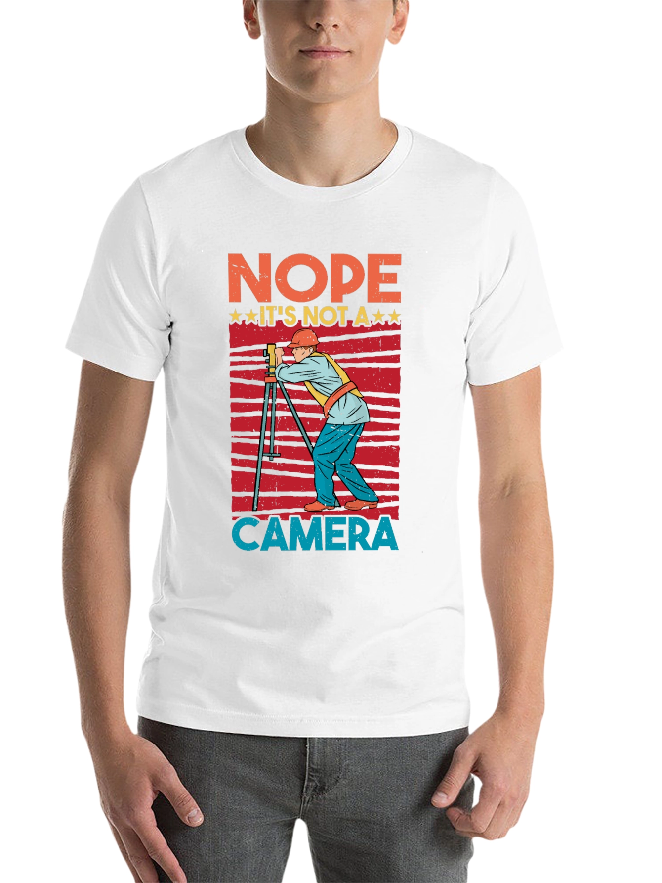 Black Nope Not a Camera Surveyor T-Shirt view 14