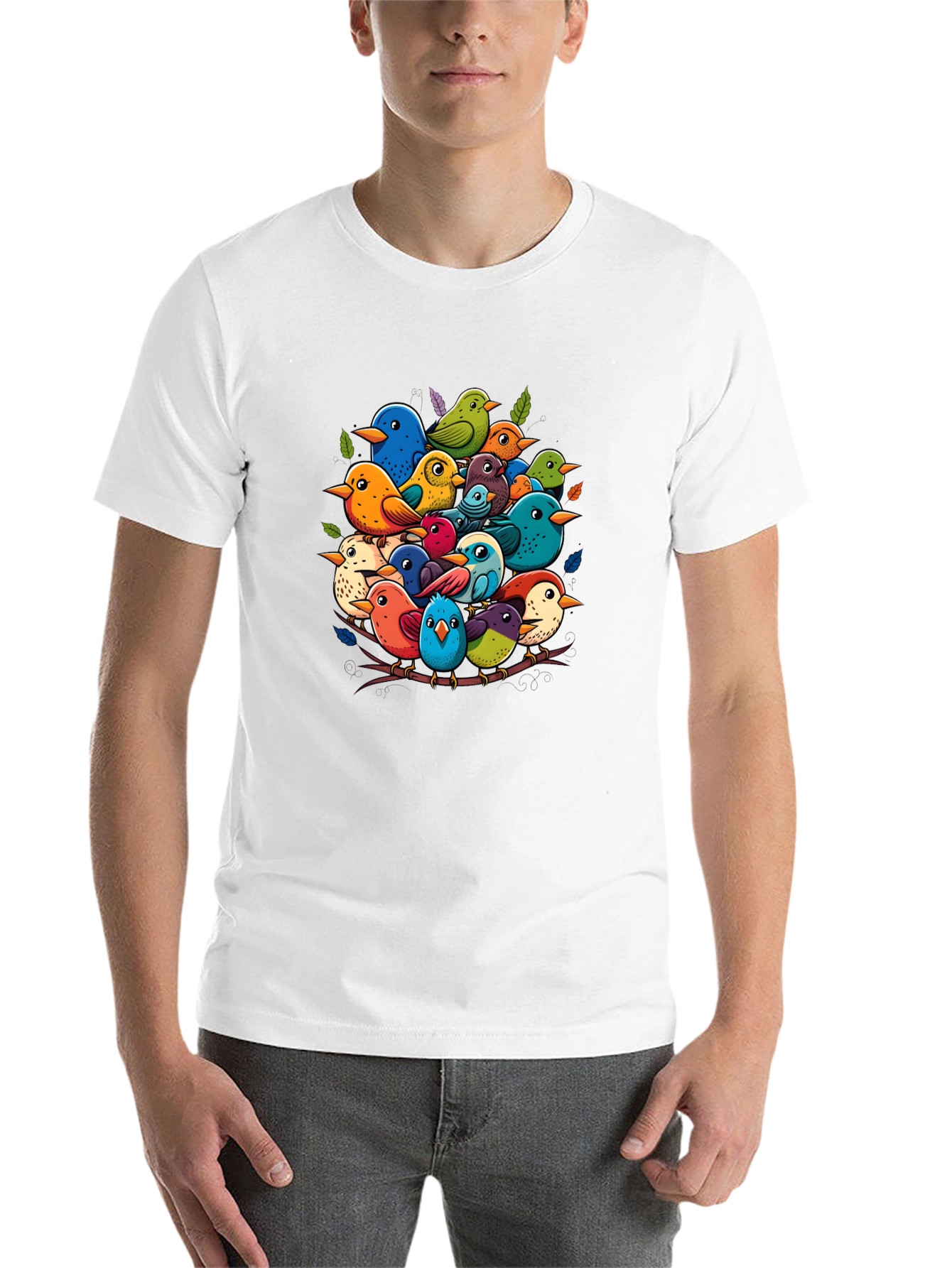 Black Colorful Birds Nest T-Shirt - Nature Lover's Tee view 14