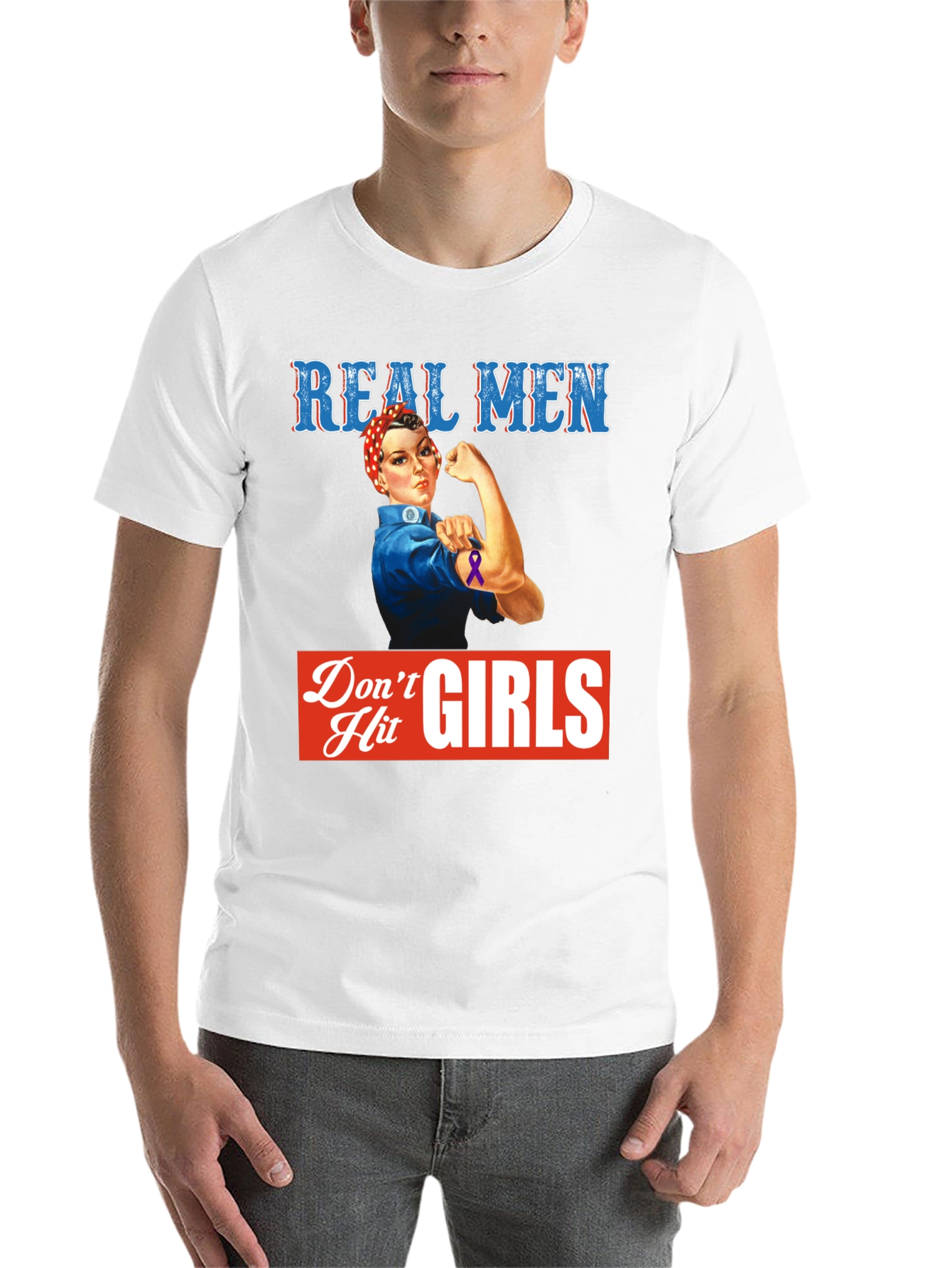 Black Real Men Don't Hit Girls T-Shirt view 14