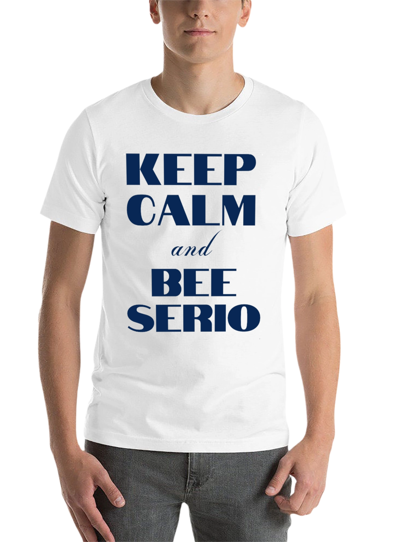Black Keep Calm and Bee Serio T-Shirt - Men's Graphic Tee view 14