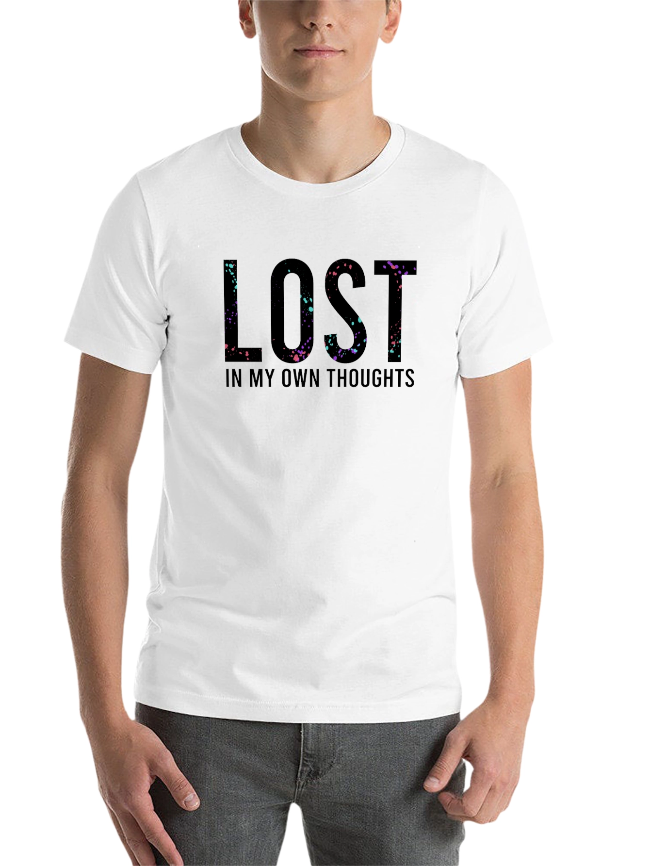 Black Lost in My Own Thoughts Graphic T-Shirt view 14