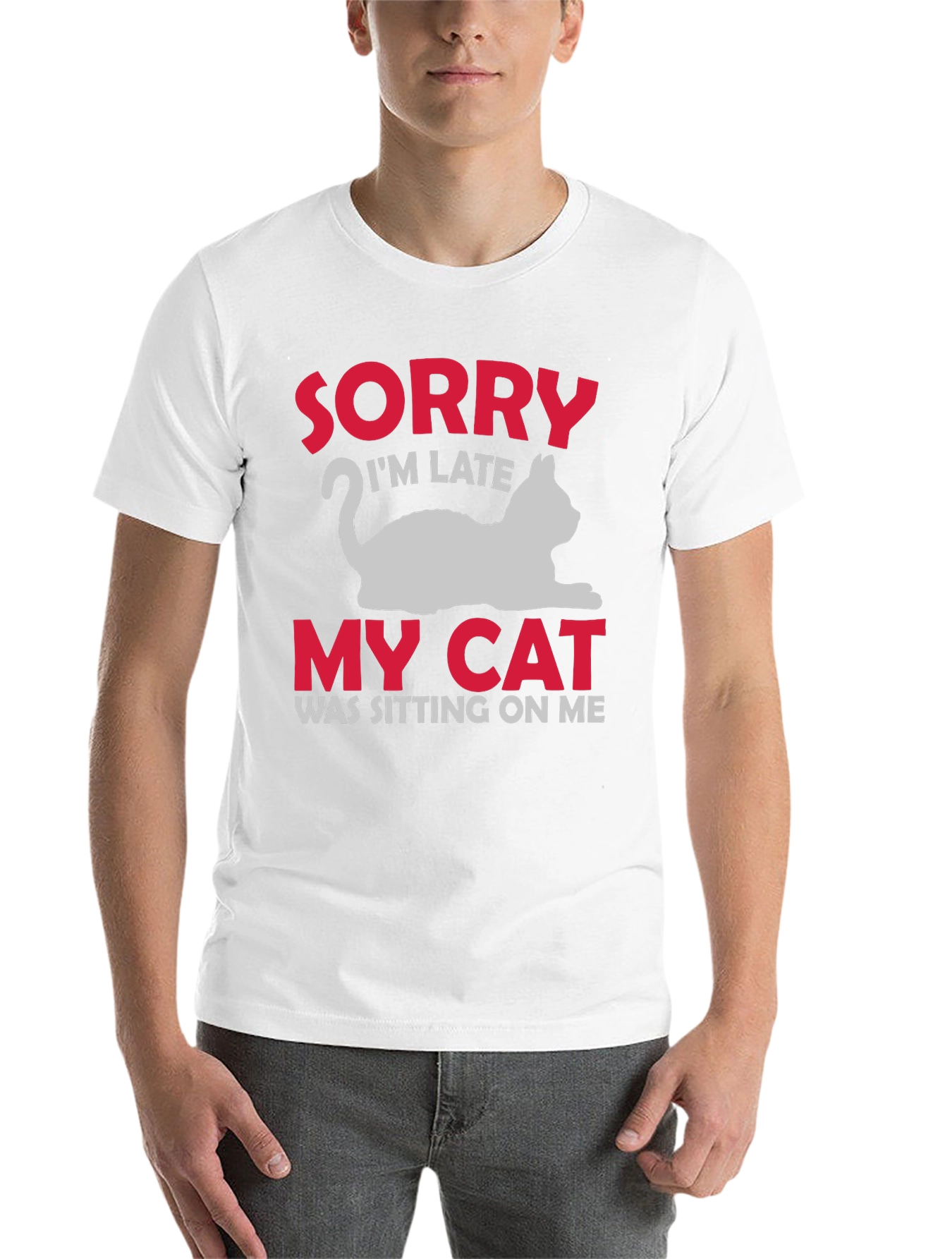 Black Sorry I'm Late My Cat T-Shirt view 14