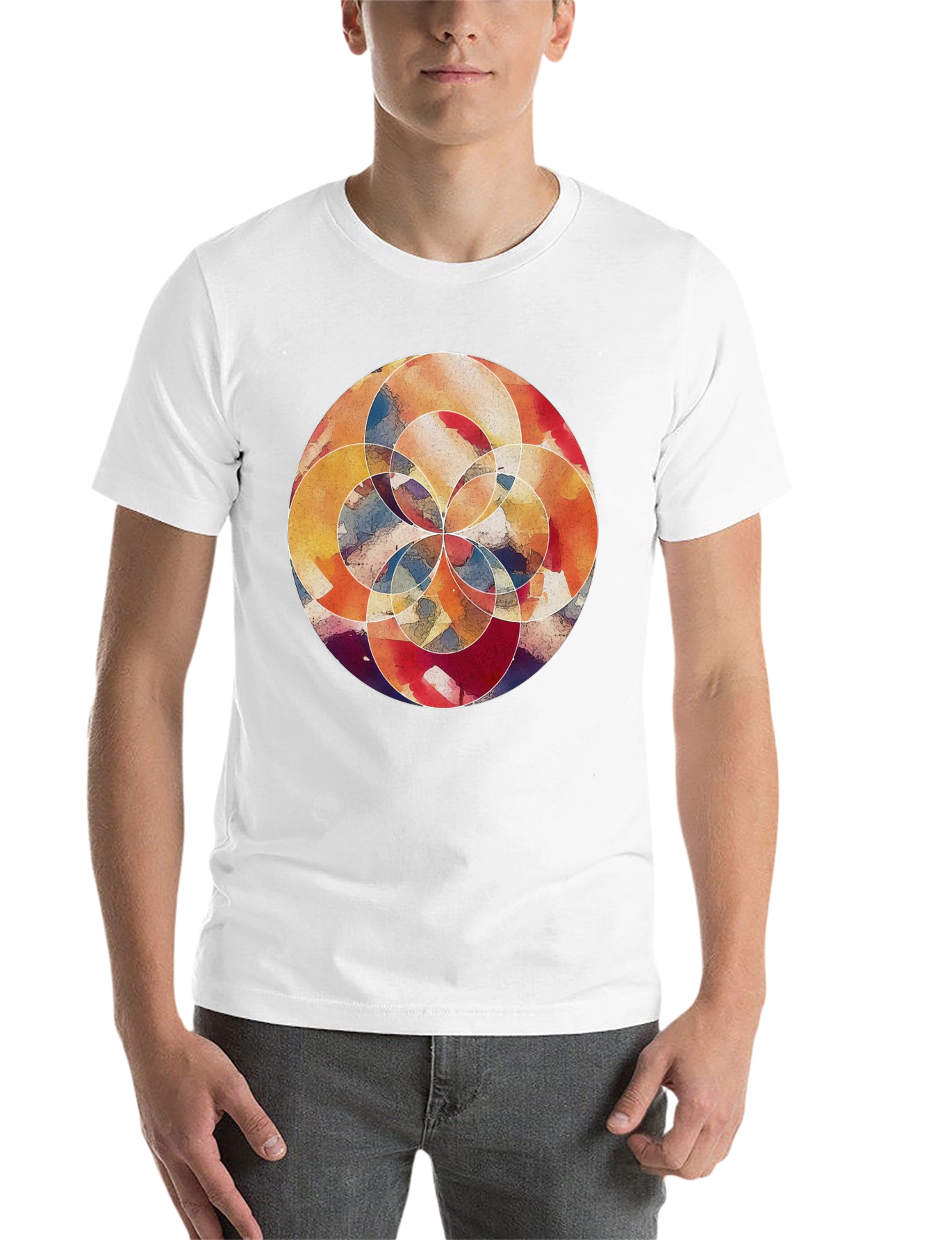 Black Abstract Watercolor Circle Graphic T-Shirt view 14