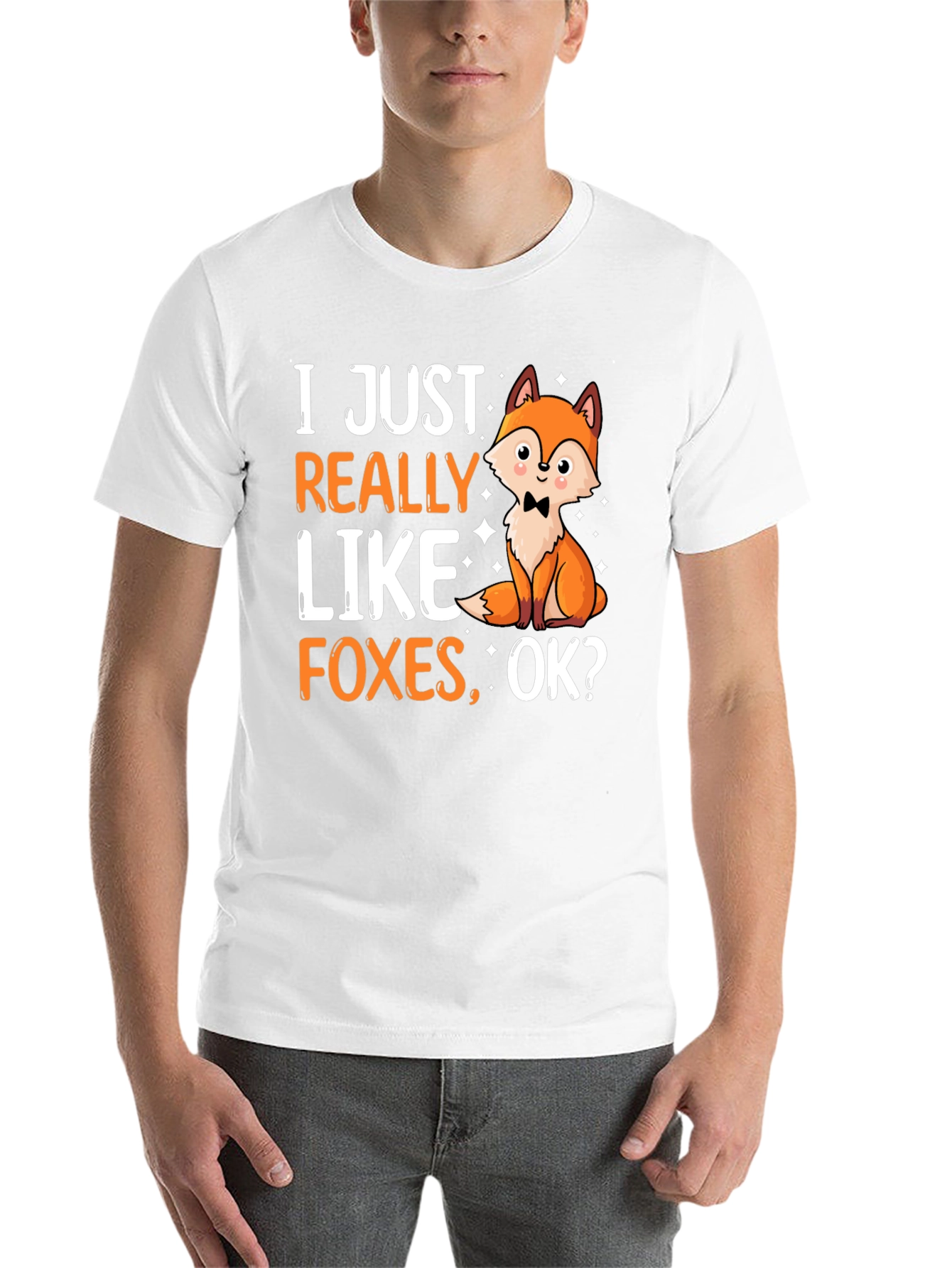 Black Funny Fox Lover T-Shirt - "I Just Really Like Foxes, OK?" view 14