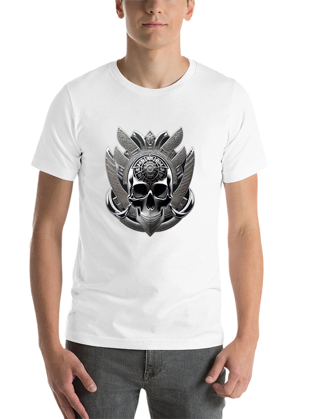 Black Skull Emblem Graphic Tee - Black view 14