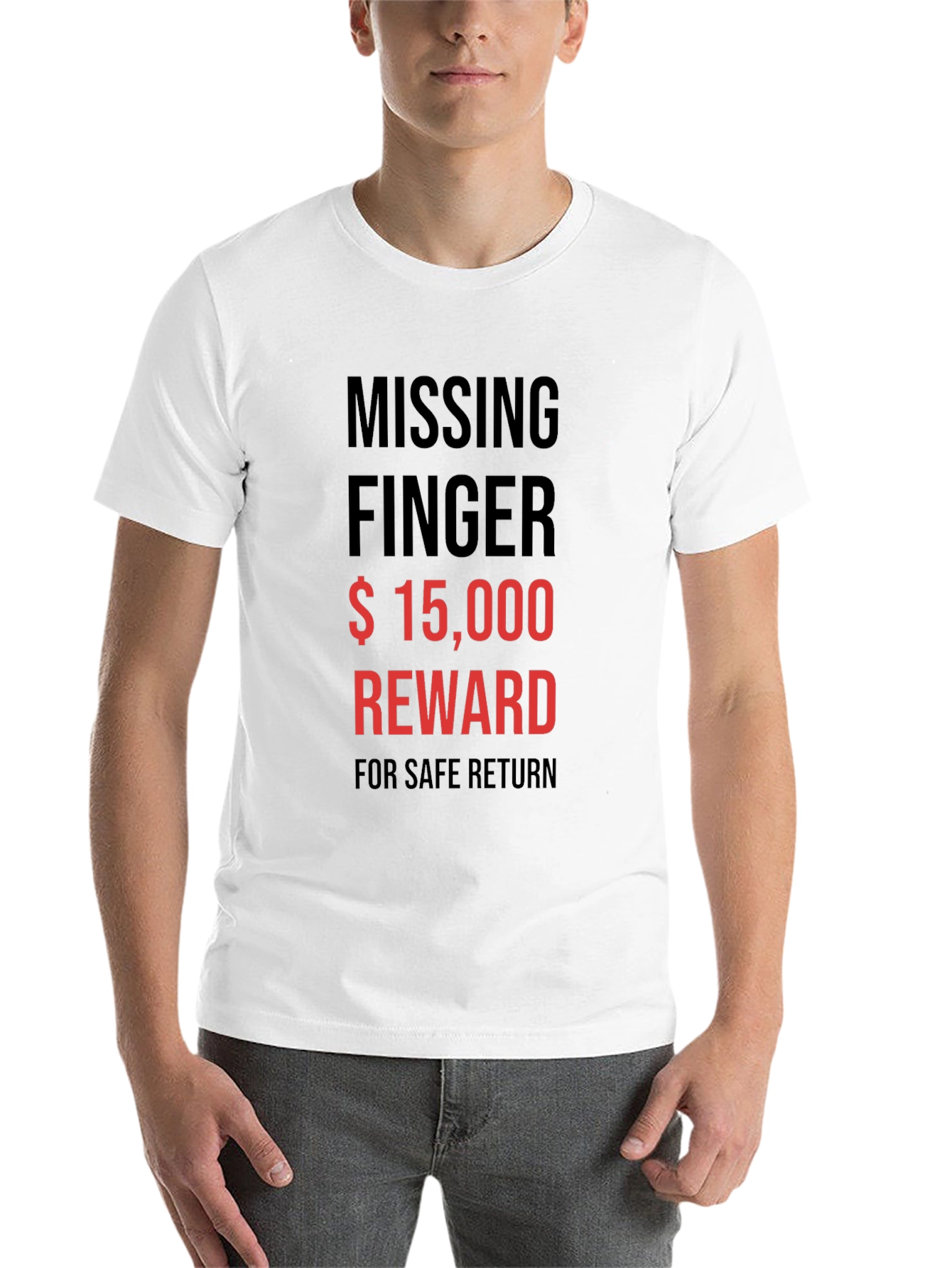 Black Missing Finger Reward Tee - Funny Statement T-Shirt view 14