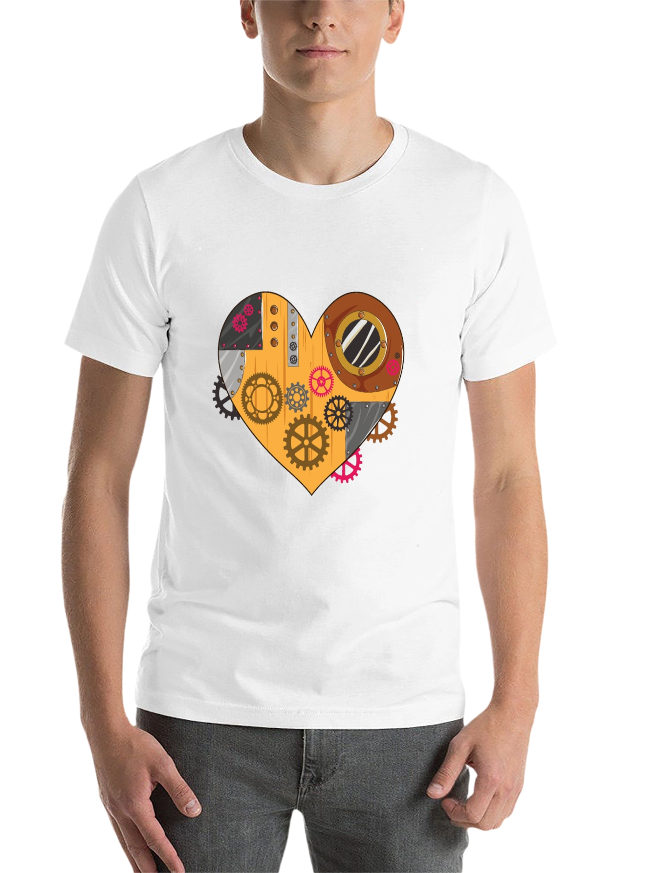 Black Steampunk Heart Gear T-Shirt - Unique Design view 14