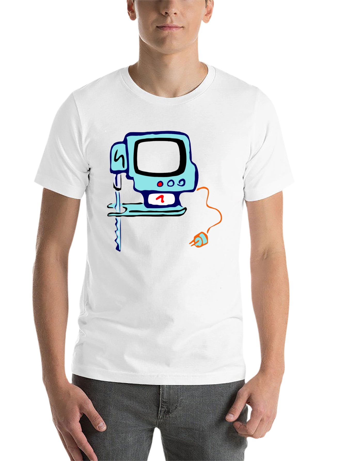 Black Retro Computer T-Shirt - Black Cotton Tee view 14