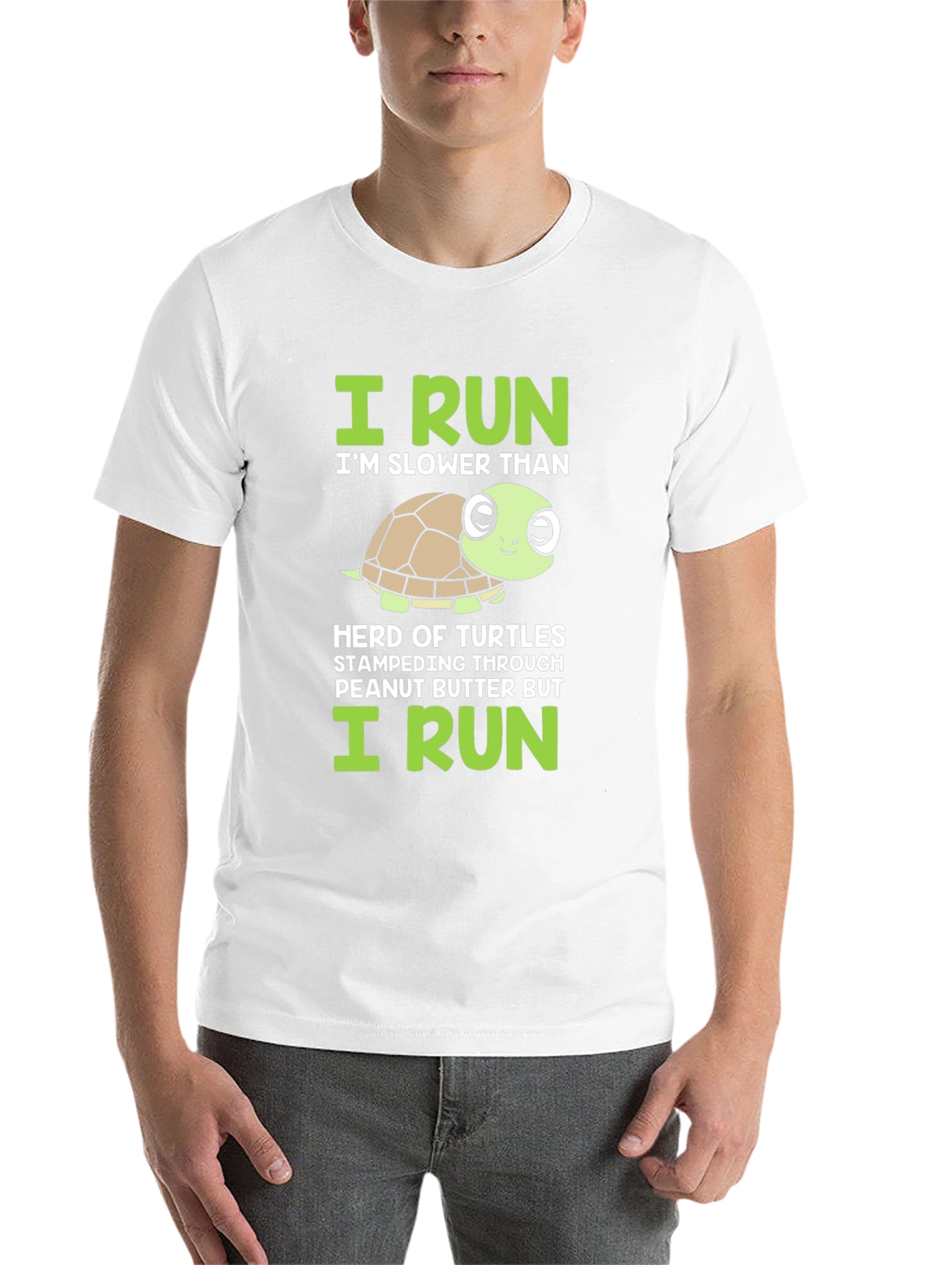 Black Funny Turtle Running T-Shirt - Slower Than Turtles Tee view 14