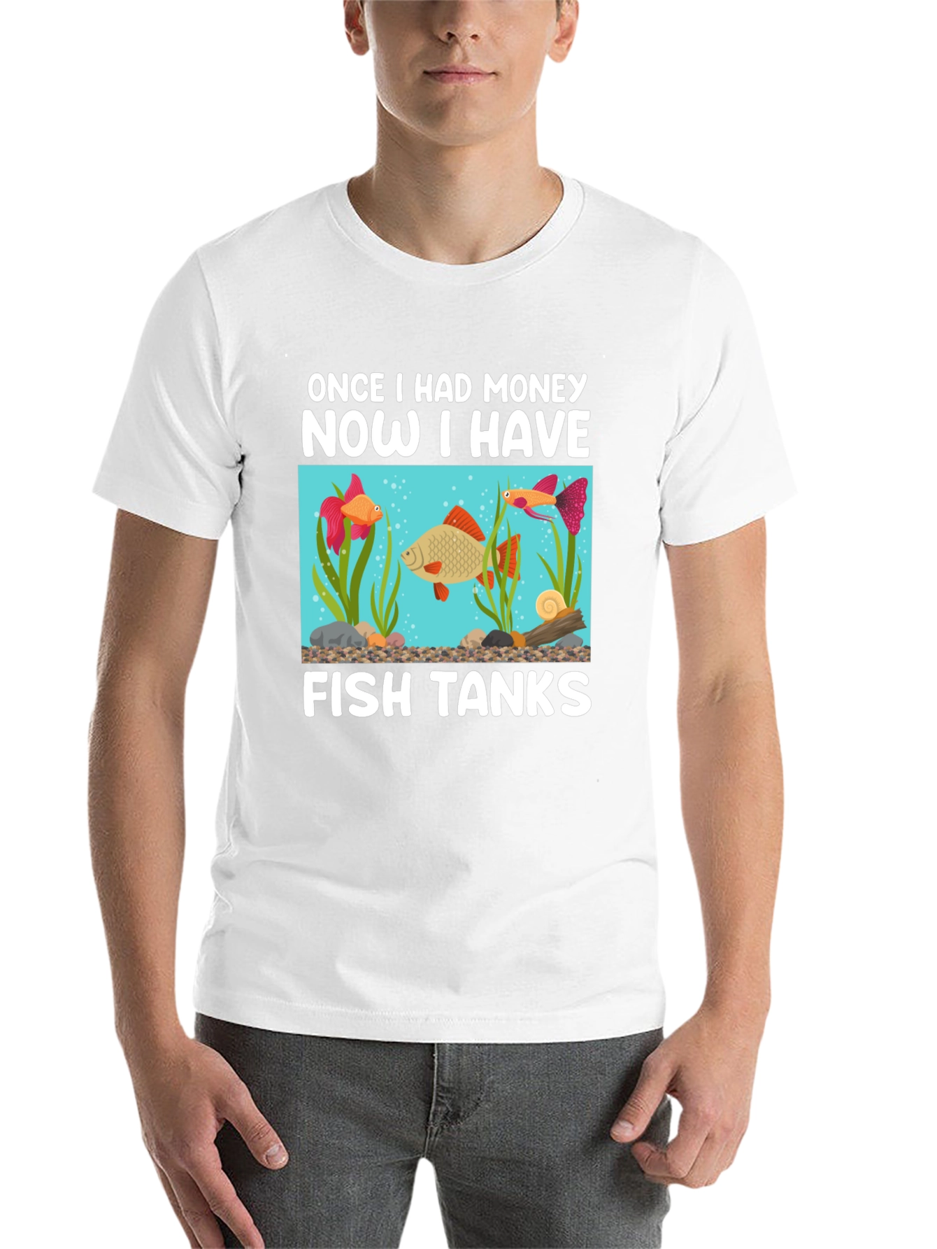 Black Funny Fish Tank T-Shirt: Once I Had Money view 14