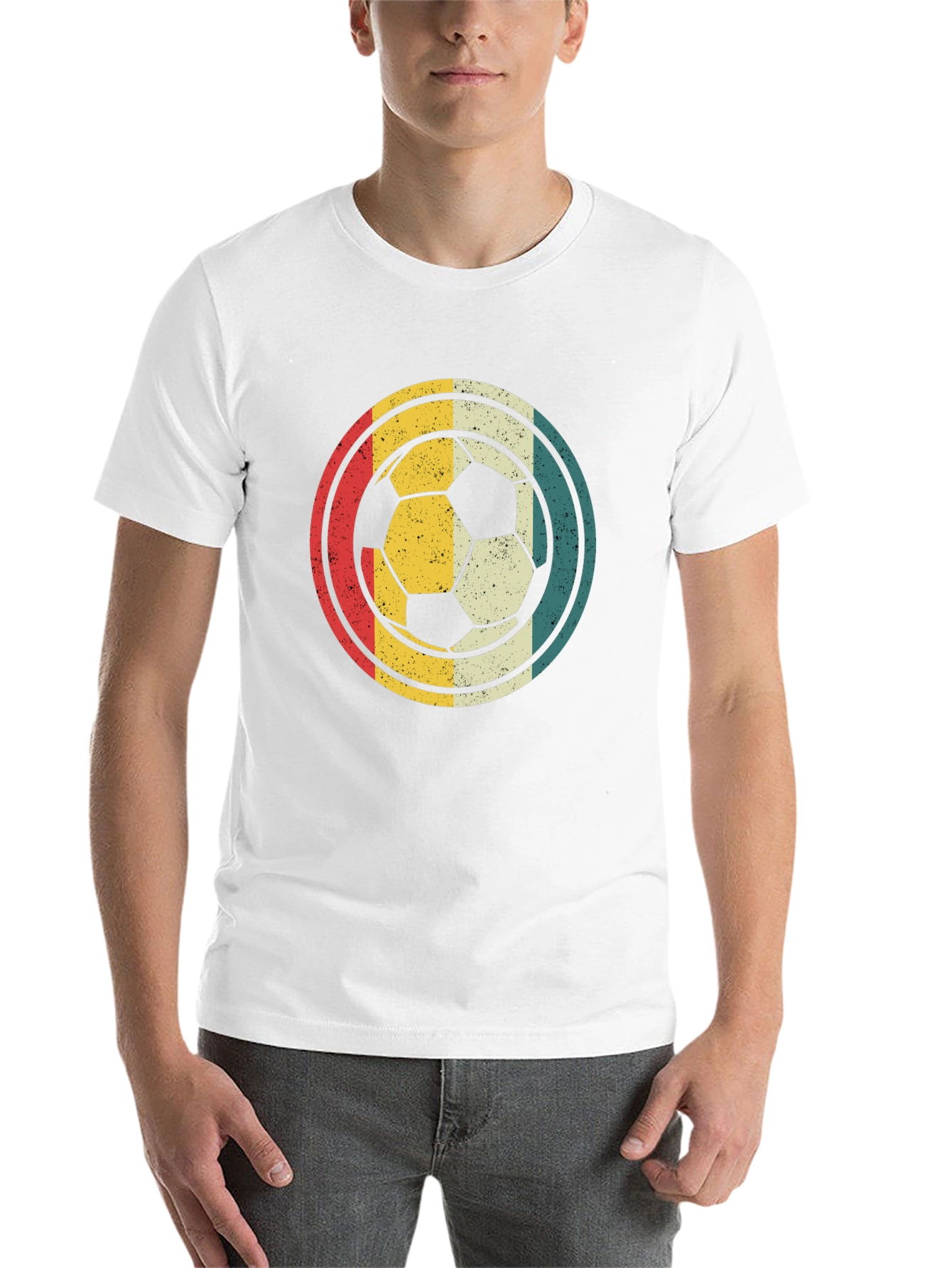 Black Retro Soccer Ball Graphic T-Shirt view 14