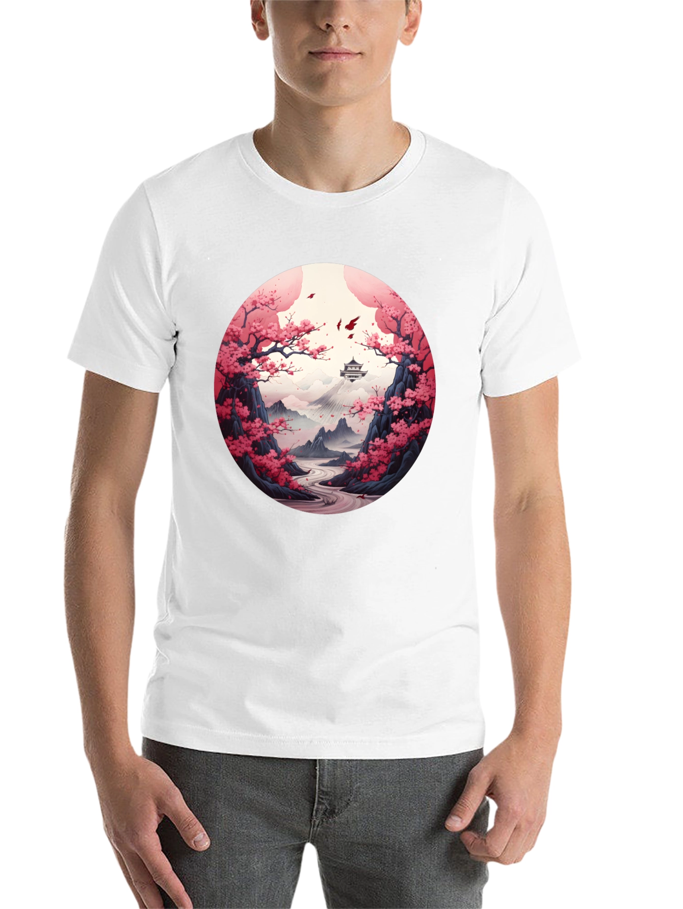 Black Cherry Blossom Mountain T-Shirt view 14