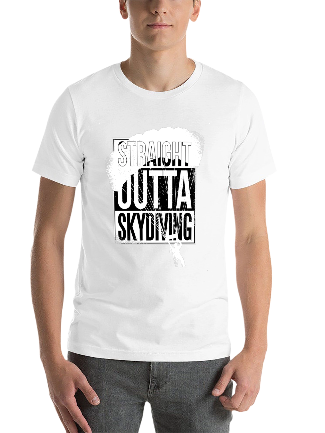 Black Straight Outta Skydiving Black T-Shirt view 14