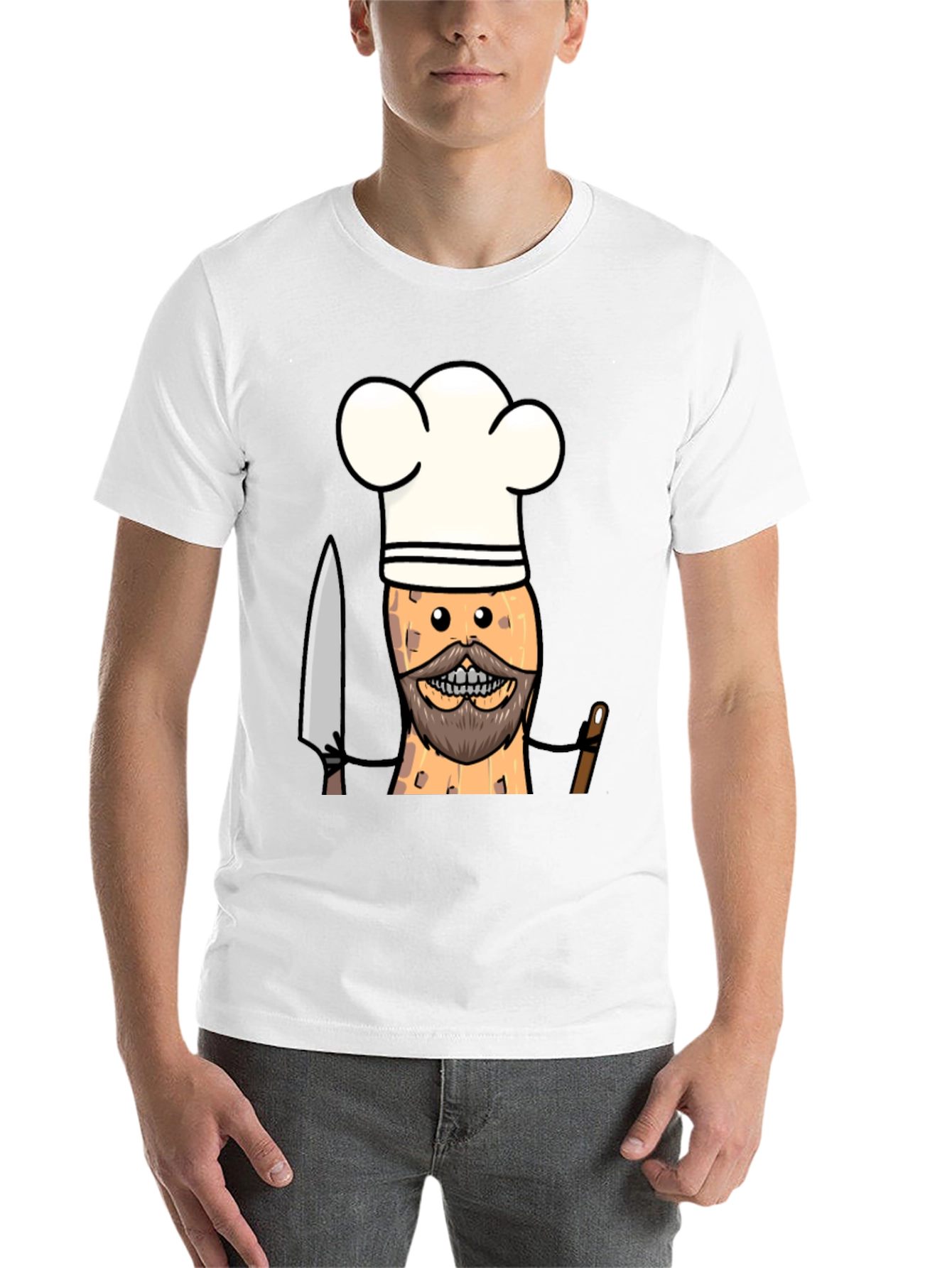 Black Chef Peanut Cartoon Graphic Tee - Black T-Shirt view 14