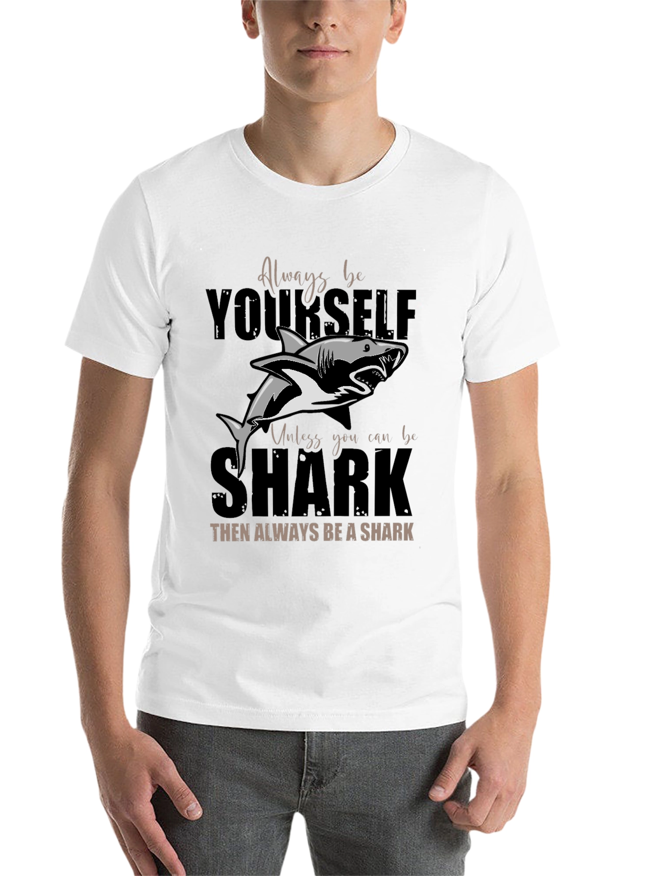 Black Always Be Yourself Shark T-Shirt - Unique Graphic Tee view 14