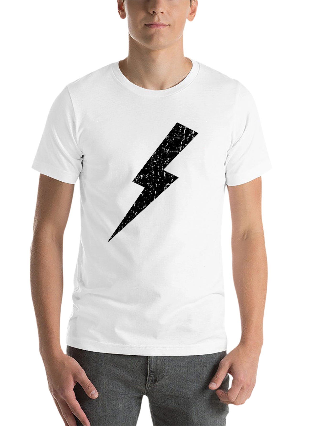 Black Black Lightning Bolt Graphic Tee - Casual Cotton T-Shirt view 14