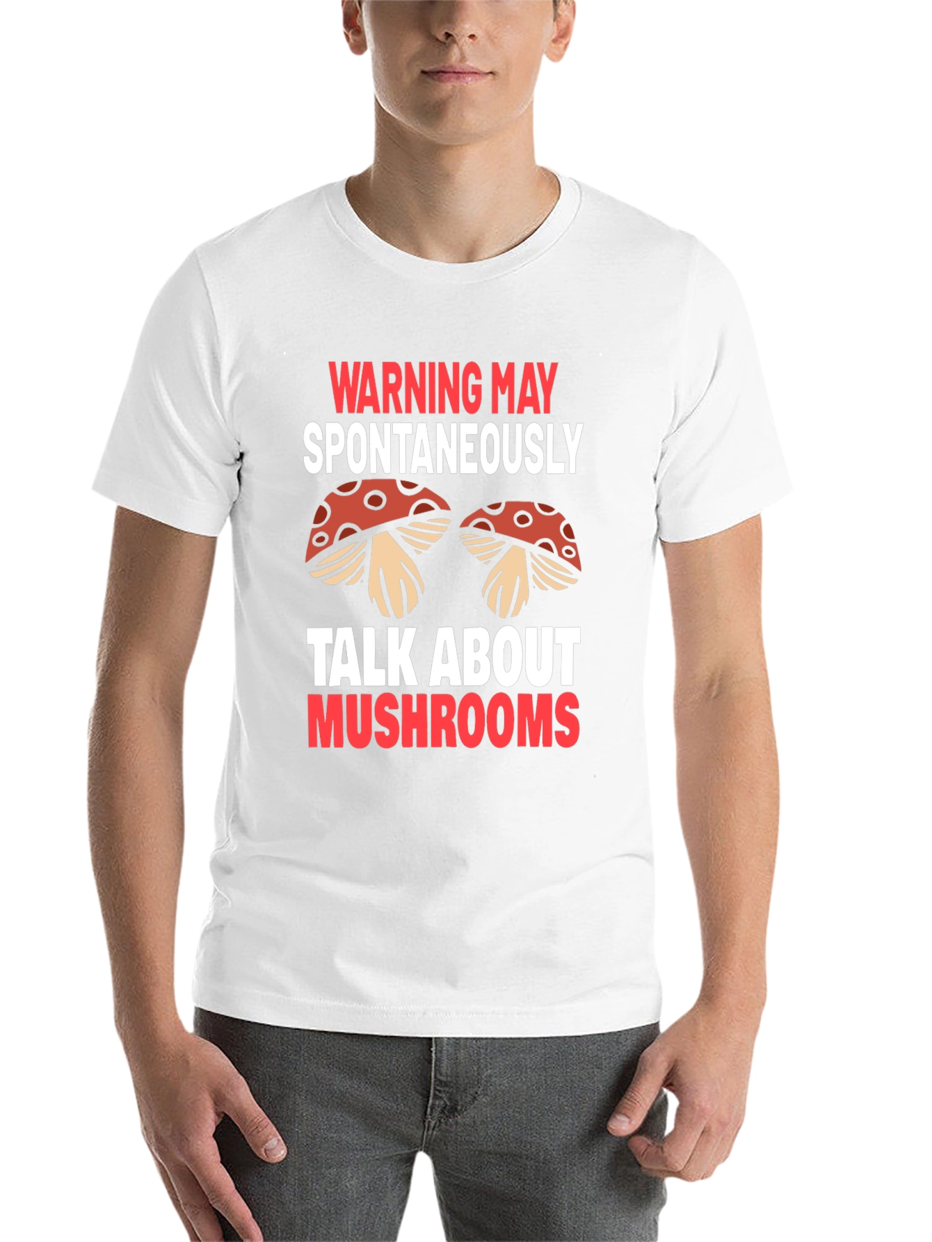 Black Warning May Spontaneously Talk About Mushrooms T-Shirt view 14