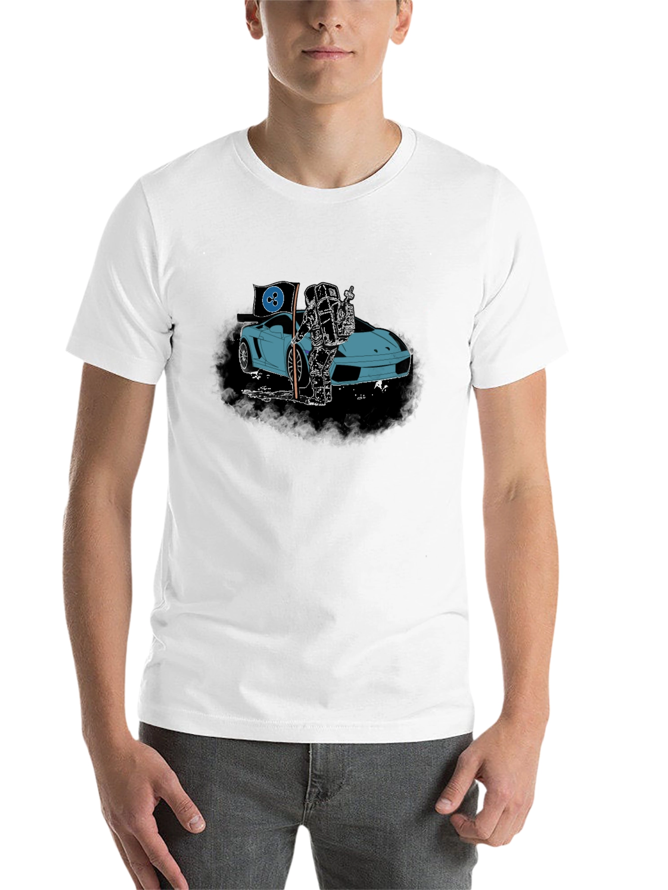 Black Astronaut & Sports Car Graphic T-Shirt view 14