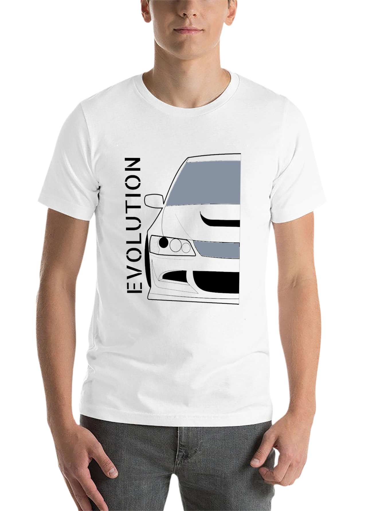 Black Evolution Car Graphic Tee - Black Cotton T-Shirt view 14